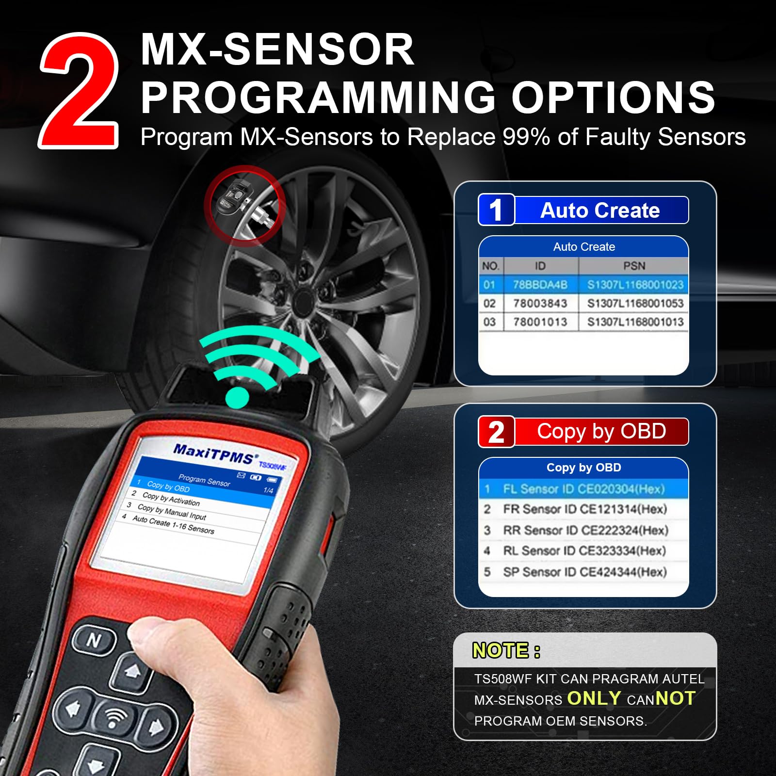 Autel MaxiTPMS TS508WF TPMS Programming Tool Lifetime Free Updates 2024 WiFi Ver. Upgrade of TS508 TS501 TS408 Activate/Relearn/Reset/Diagnosis All Sensors, Program MX Sensors, Read/Clear TPMS DTCs