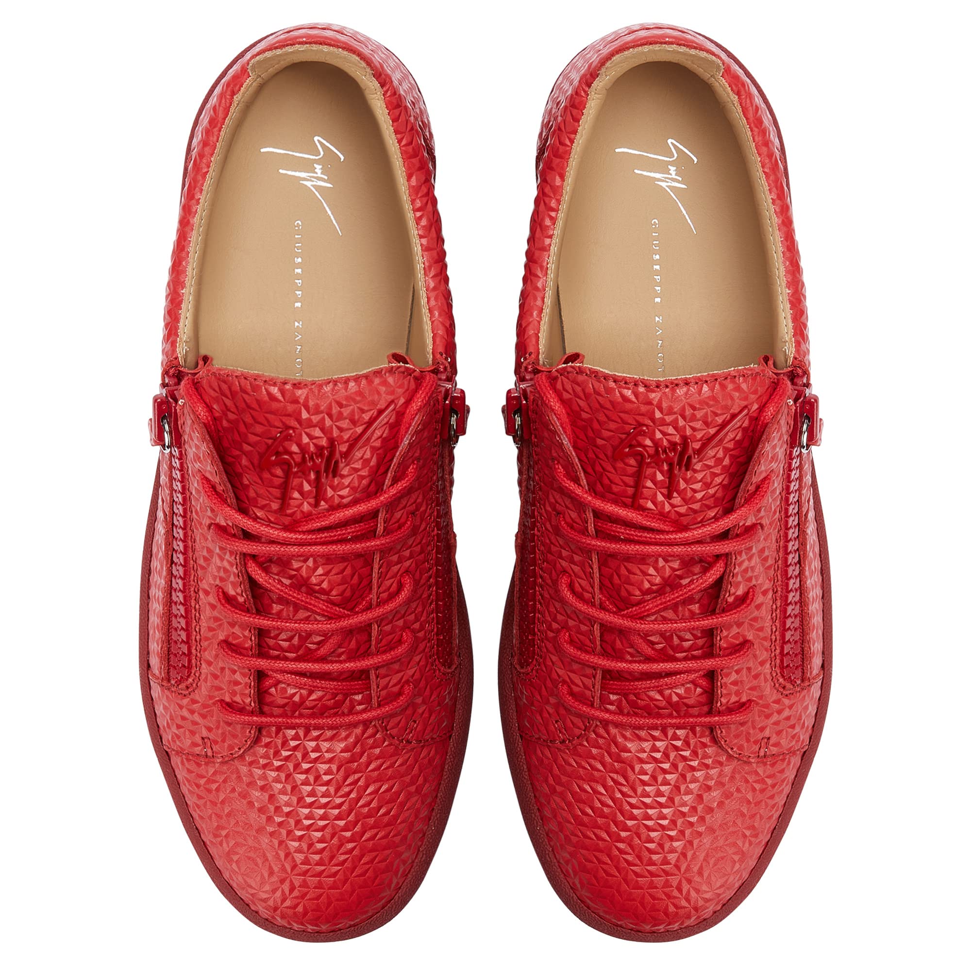 Giuseppe Zanotti, Frankie Pyramid-Print Low-Top Sneakers, 10, Red