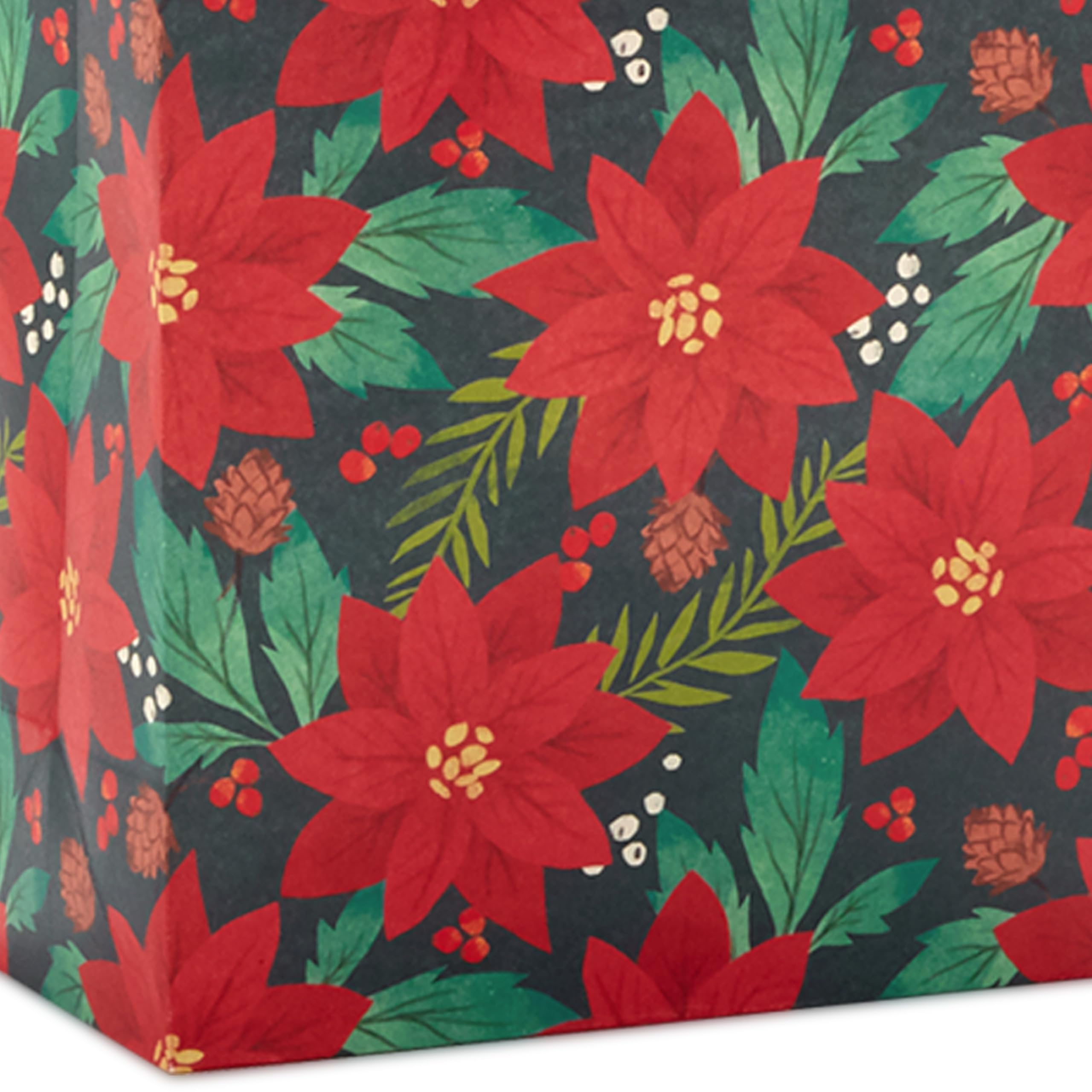 Hallmark Assorted Christmas Gift Bags (8 Bags: 3 Small 6", 3 Medium 9", 2 Large 13") Santa Claus, Red Plaid, Poinsettia Flowers