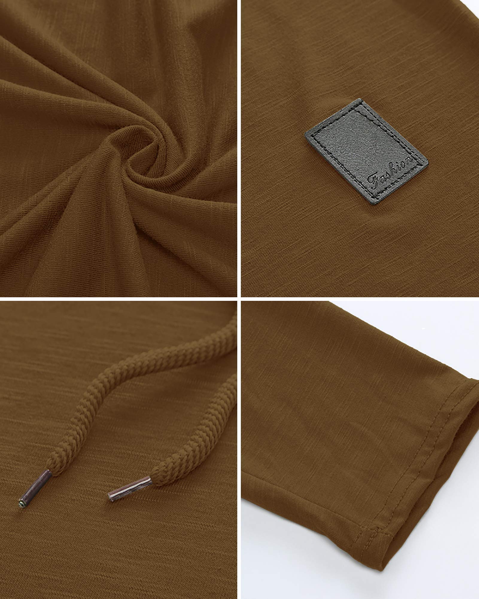 Lexiart Mens Fashion Athletic Hoodies Sport Sweatshirt Solid Color Fleece Pullover Brown