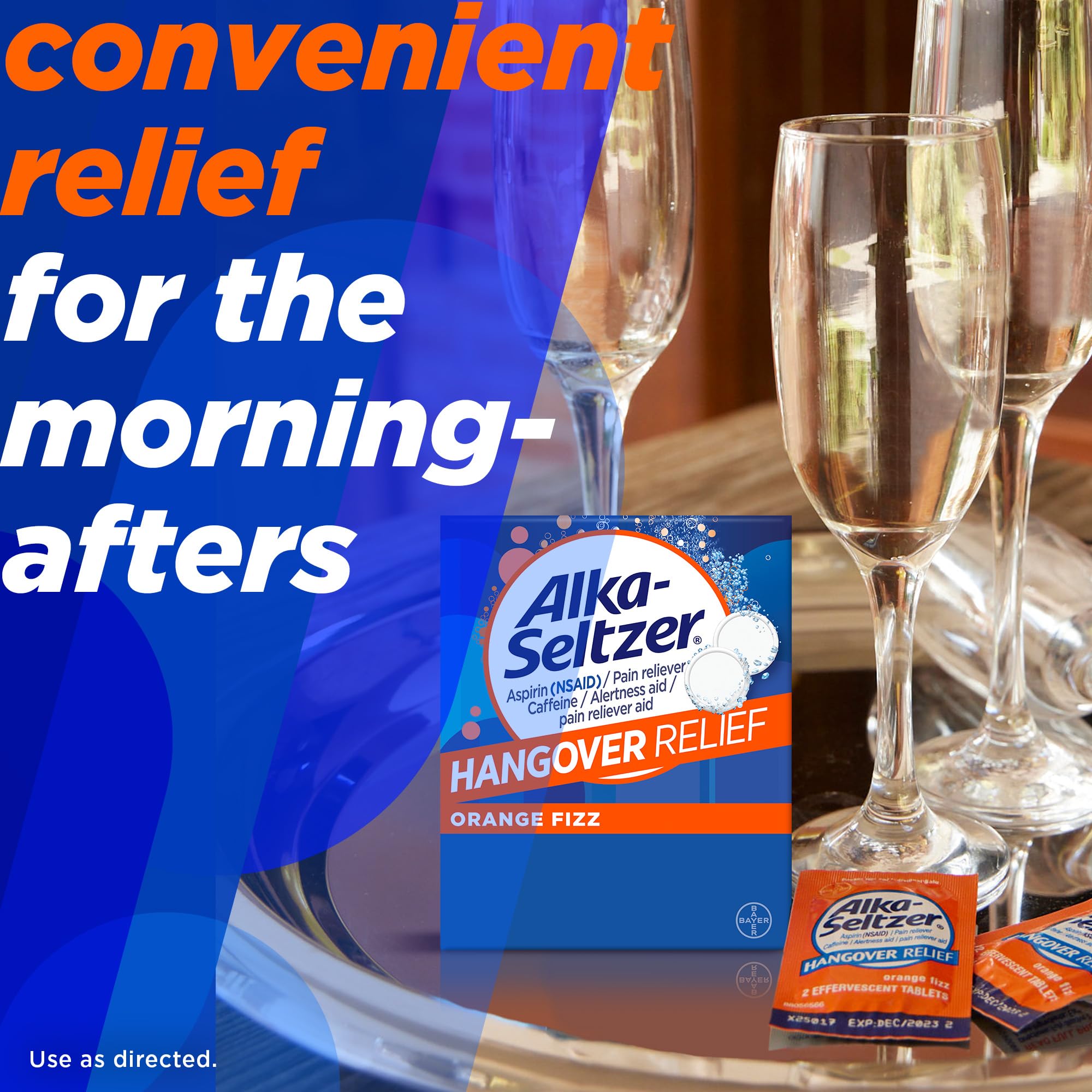 Alka-Seltzer Hangover Relief Tablets, Fast Relief Starts In About 15 Minutes for Headaches, Body Aches & Mental Fatigue, Bachelorette & Bachelor Party Packs 60 Count (3 Boxes, 20 Tablets Each)