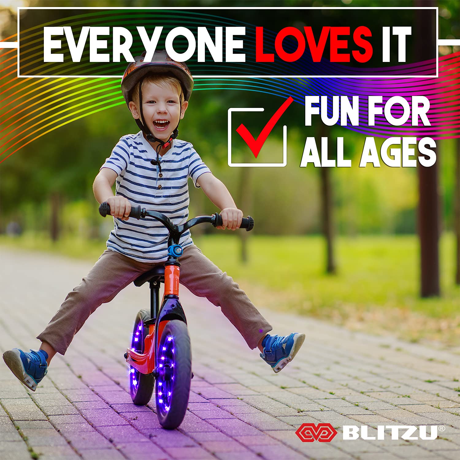 BLITZU 1-Tire Pack 7 Colors in 1 LED Bike Wheel Lights Fun Bright Patterns Waterproof Bicycle Spoke Lights Cycling Decoration Safety Warning Tire Strip Light for Kids Boys Girls Adults Night Riding