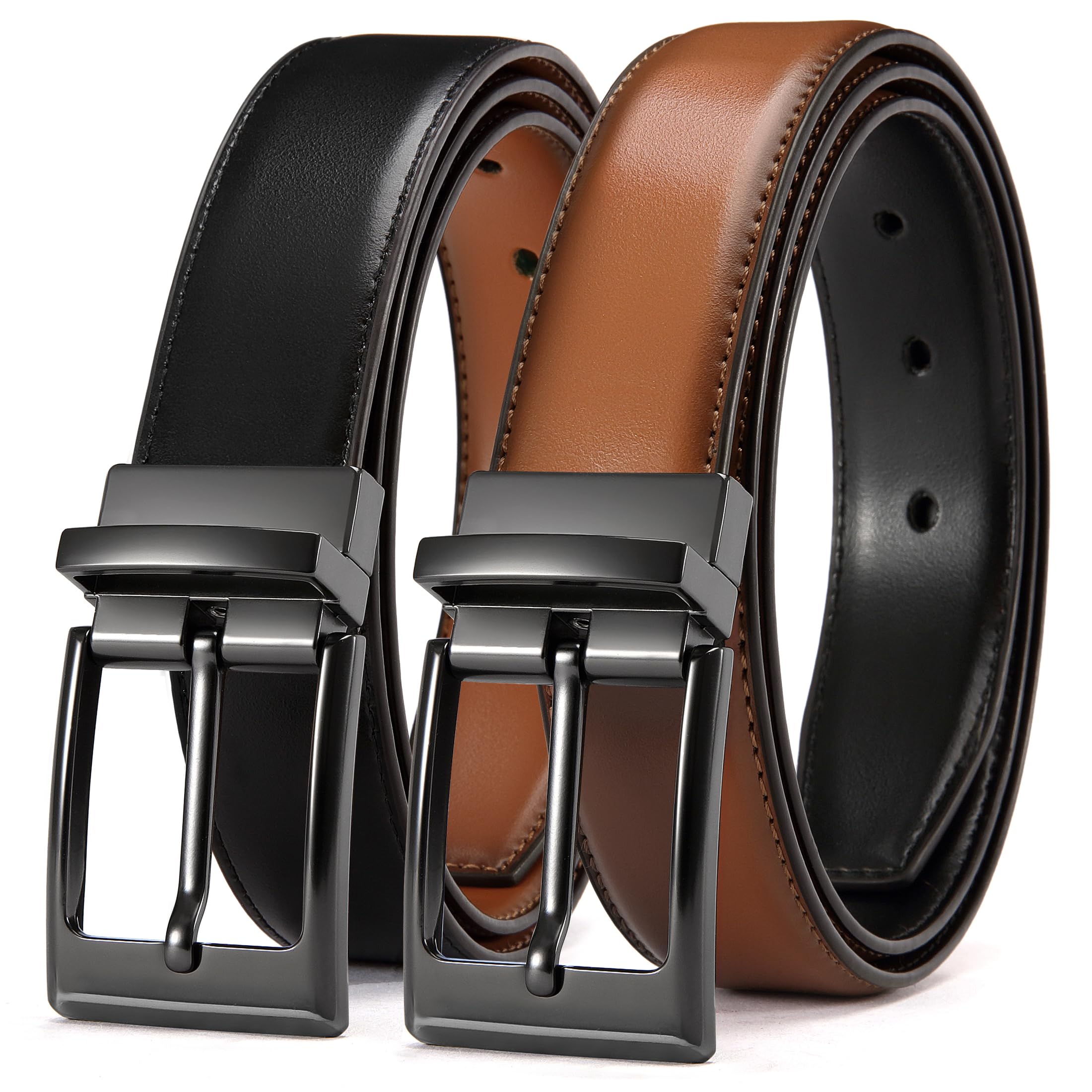 CHAOREN Mens Belts Leather - 1.25" Reversible Belts for Men for Dress Pants - 2 Styles in One Belt