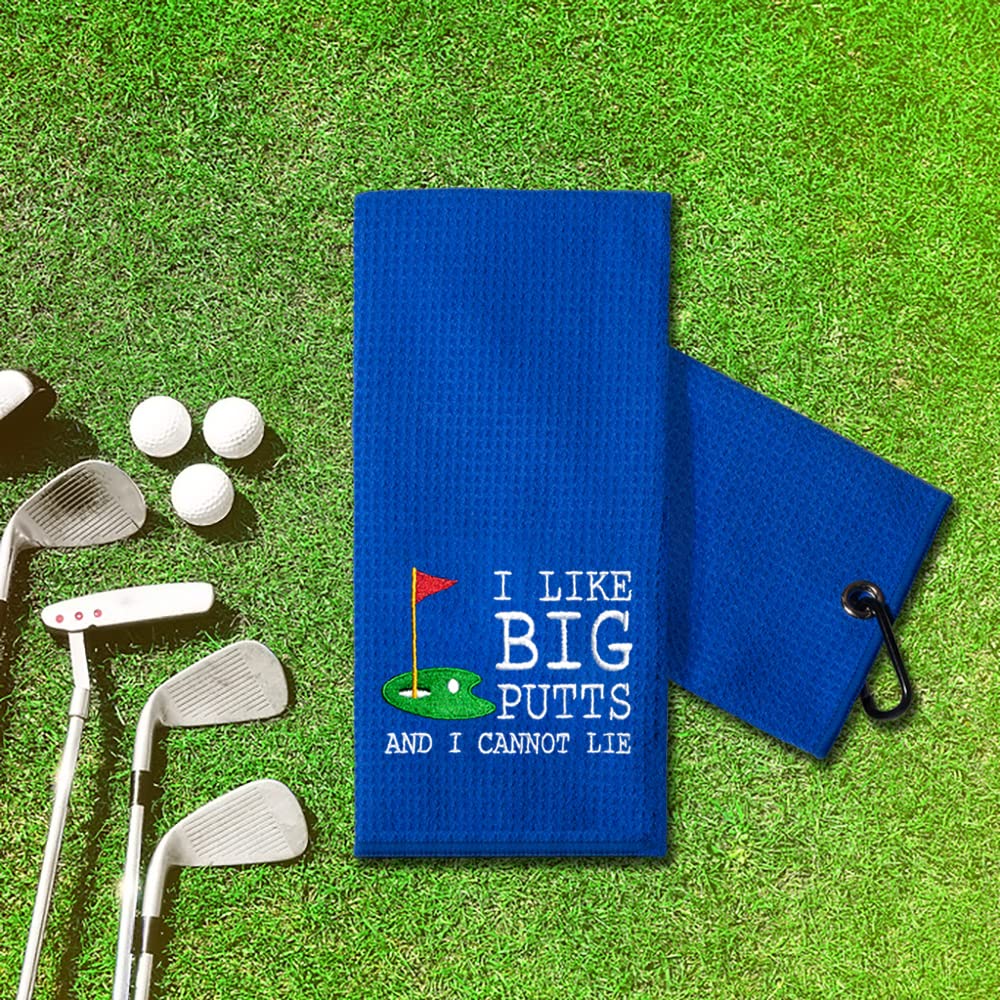 TOUNER Funny Golf Towel Gift for Dad Mom, Retirement Gifts for Men Women Golfer, Funny Golf Towel for Women Men, Embroidered Golf Towels for Golf Bags with Clip (I Like Big Putts and I Cannot Lie)