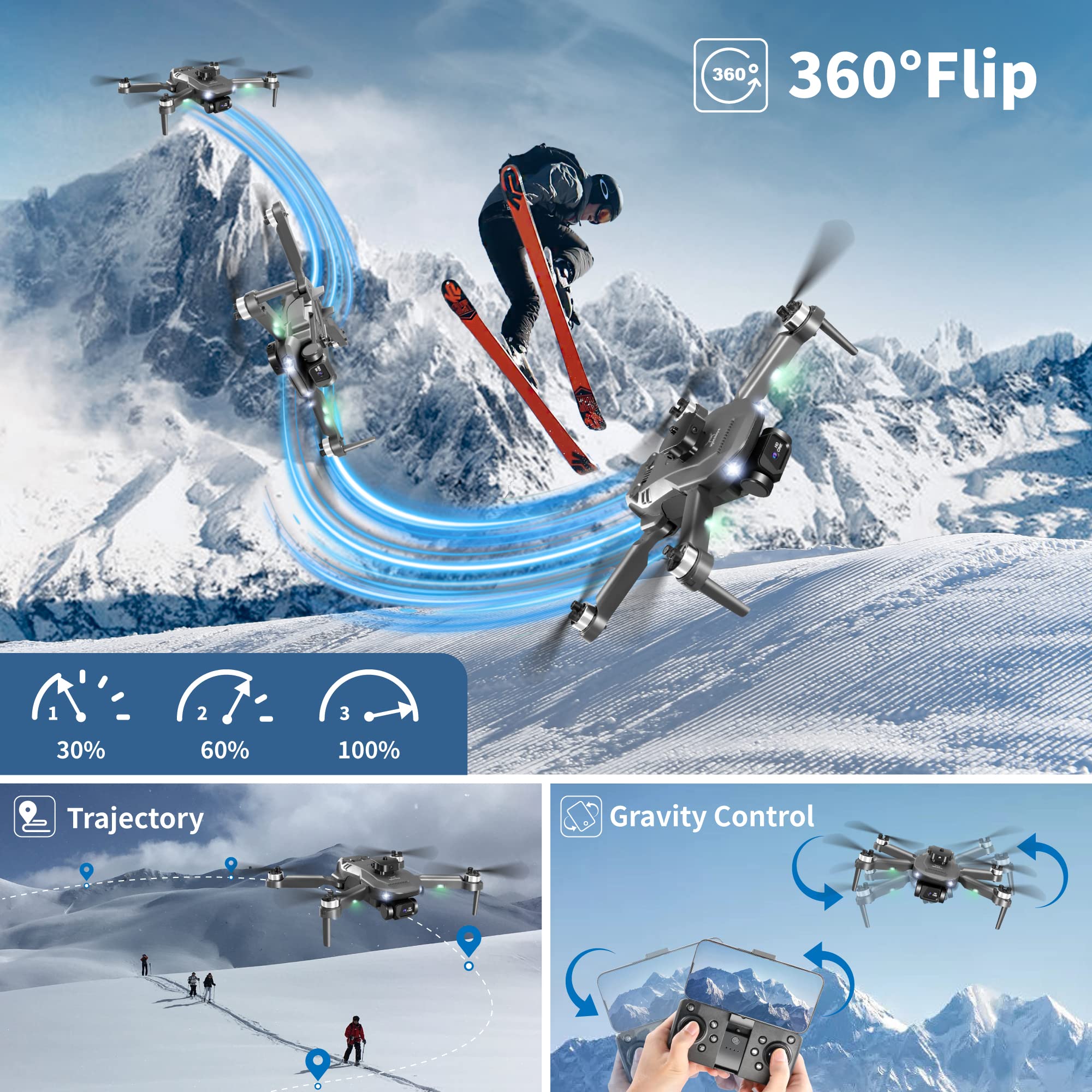 Drone with Camera for Adults, 1080P HD Foldable FPV Remote Control Quadcopter, 3D Flips, 2 Batteries, Altitude Hold, Toys Gifts for Kids and Adults with Carrying Case