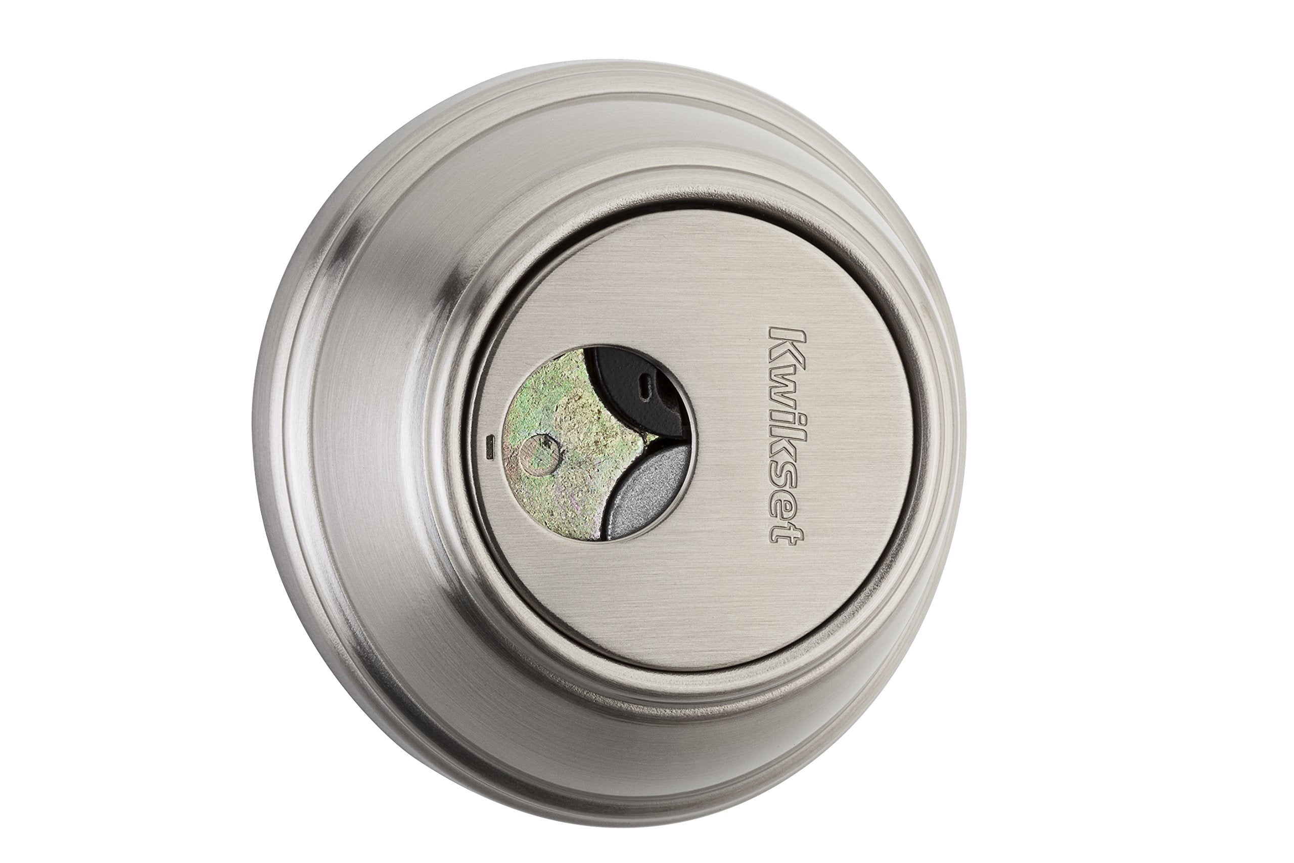 Kwikset 816 Key Control Deadbolt Lock, Round Satin Nickel Exterior Keyed Front Entry Door, Pick Resistant SmartKey Rekey Security, Single Cylinder Dead Bolt, with Microban Protection