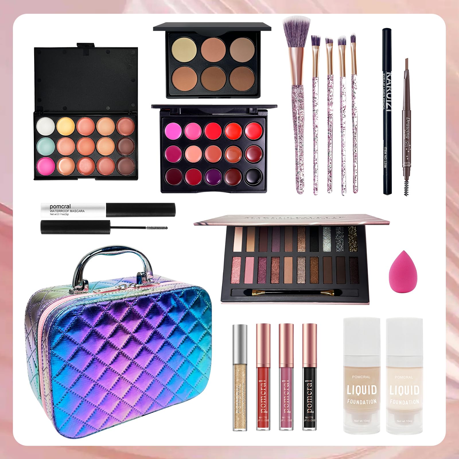 Travel Makeup Kit, Makeup Sets For Women, Makeup Kit For Girls 10-12, Kids Makeup Sets For Girls 5-8,Makeup Gifts For Girls Beginners,Teens