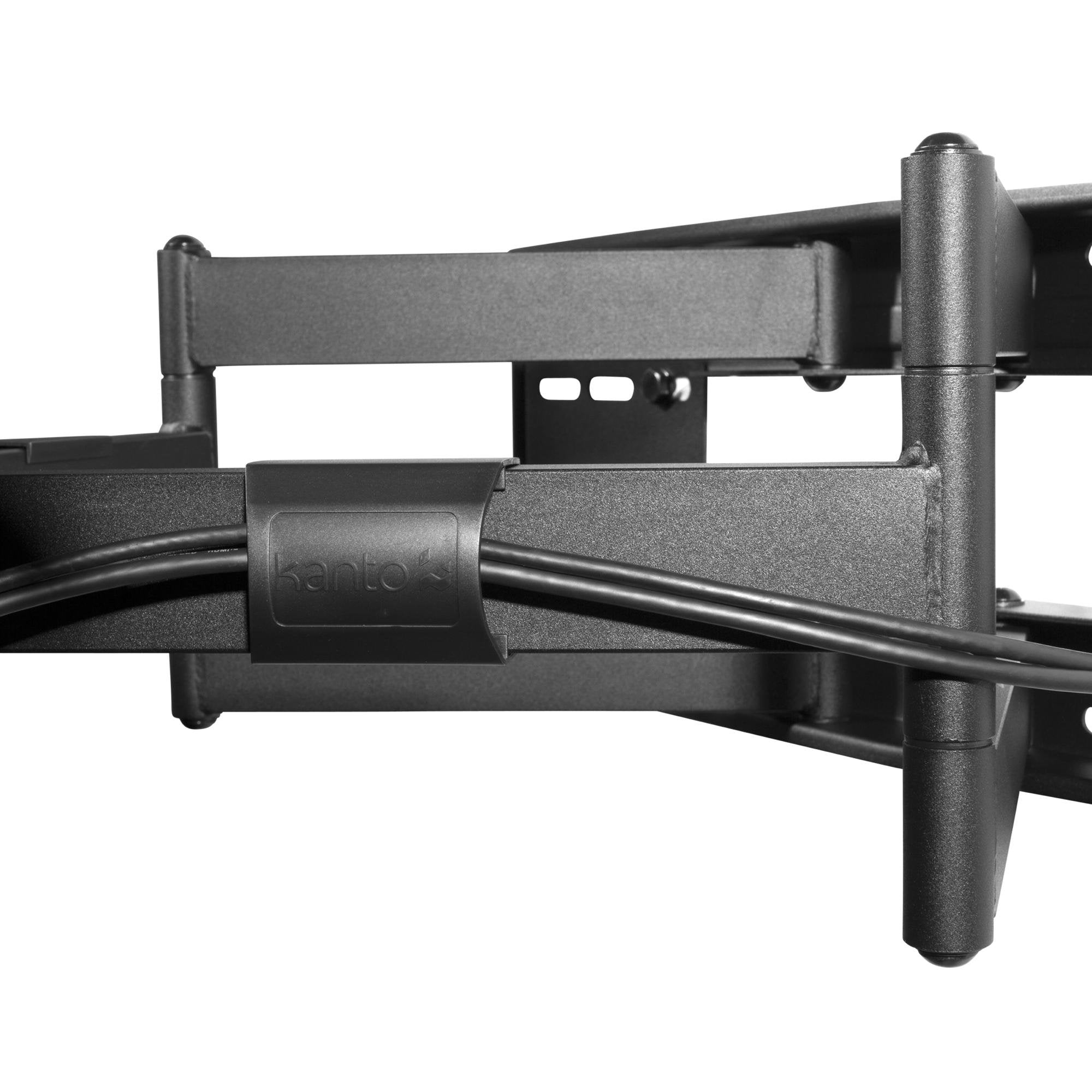 Kanto FMX3 Full Motion Articulating TV Mount for 50 to 100 inch TVs | Supports up to 150 lb (68 kg) | Up to 28" Extension | +15° to -5° Tilt | 88° Swivel | Black.