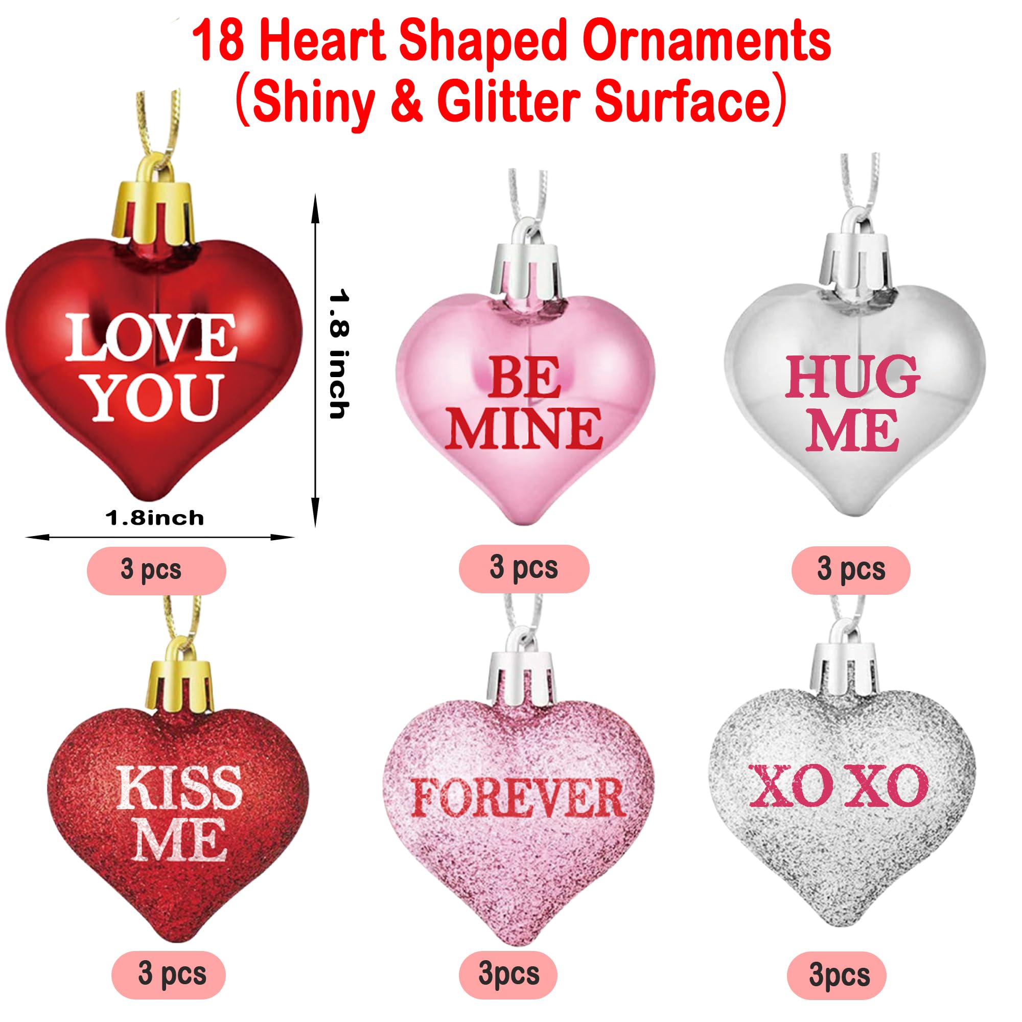 [Timer] Valentines Day Decor 24 Inch Valentines Day Decoration Lighted Tree with 18 Heart Ornaments, USB/Battery Operated Valentines Decor Tree Light, Valentines Day Decorations for Home Table Bedroom