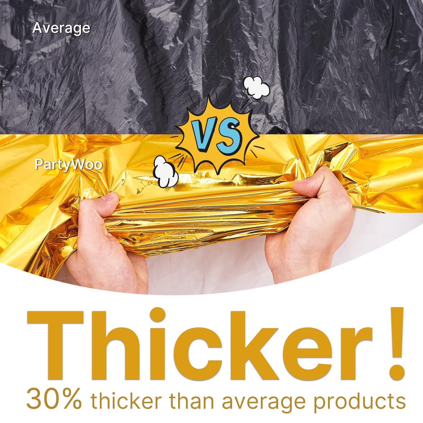 PartyWoo 3 pcs Gold Foil Table Cover, 54 x 108 Inch Rectangle Waterproof Tablecloth for 6 to 8 Foot Tables, Disposable Plastic Party Tablecloth for Christmas Graduation Birthday Party Decorations