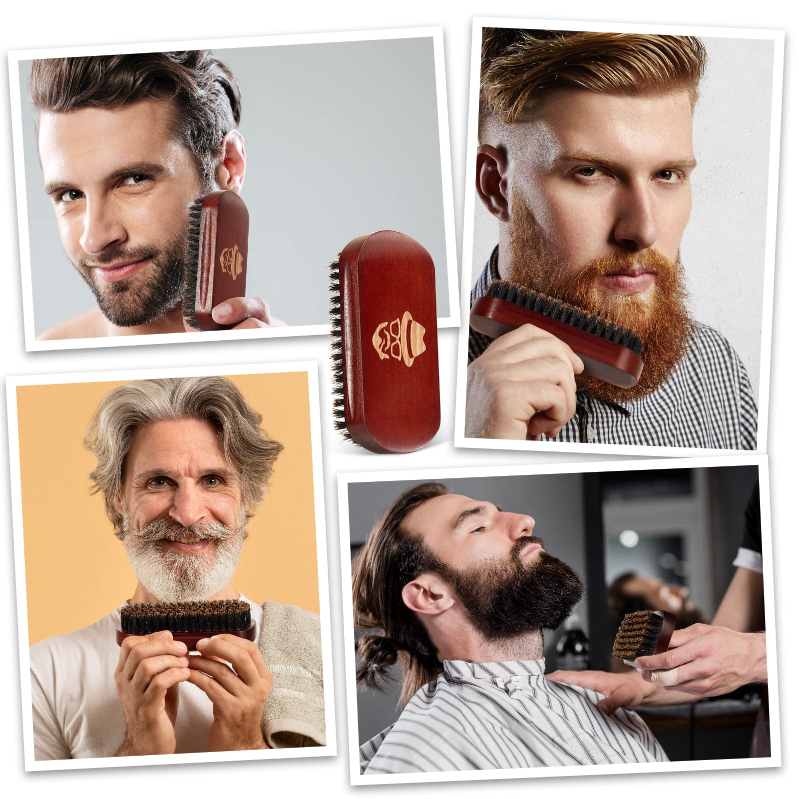 Beard Brush, 100% Boar Bristle Natural Black Walnut Wood Beard Comb Hair Mustache Shaving Brush Facial Hair Brush