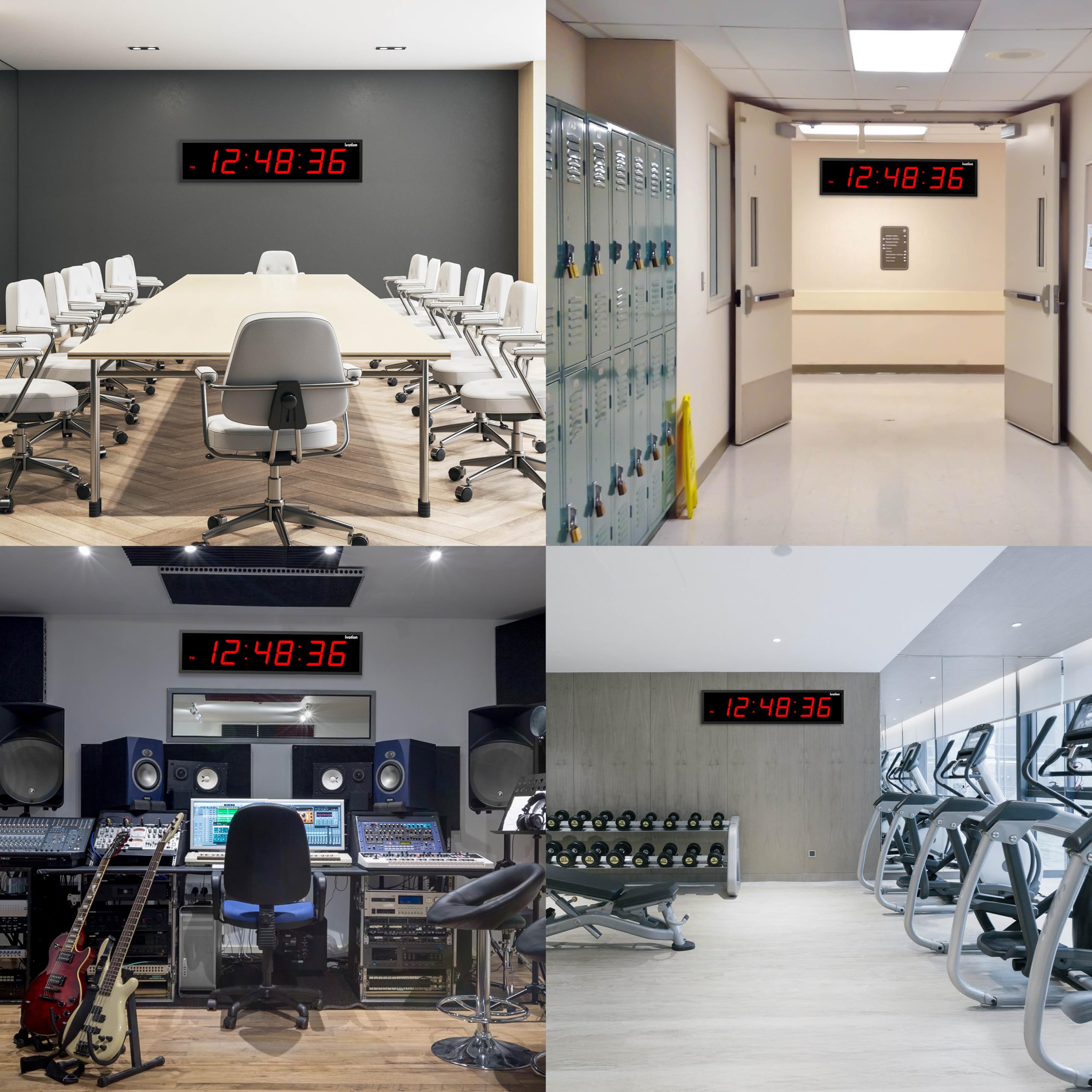 Ivation Oversized 36" Large Digital LED Clock | Big Digital Clock w/Multi-Function Display – Stopwatch, Timer, Alarms, Temp & Date | 6 Brightness Levels, Time Memory & Remote (Red)