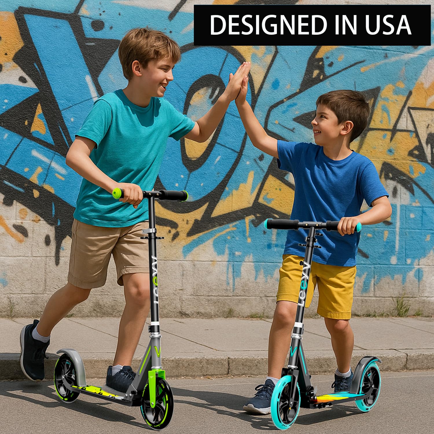 Scooter for Kids 6–12 & Adults, Max Load 240 LBS, Adjustable Height,Lightweight 2-Wheel, Foldable Kids Scooter with Big Wheels