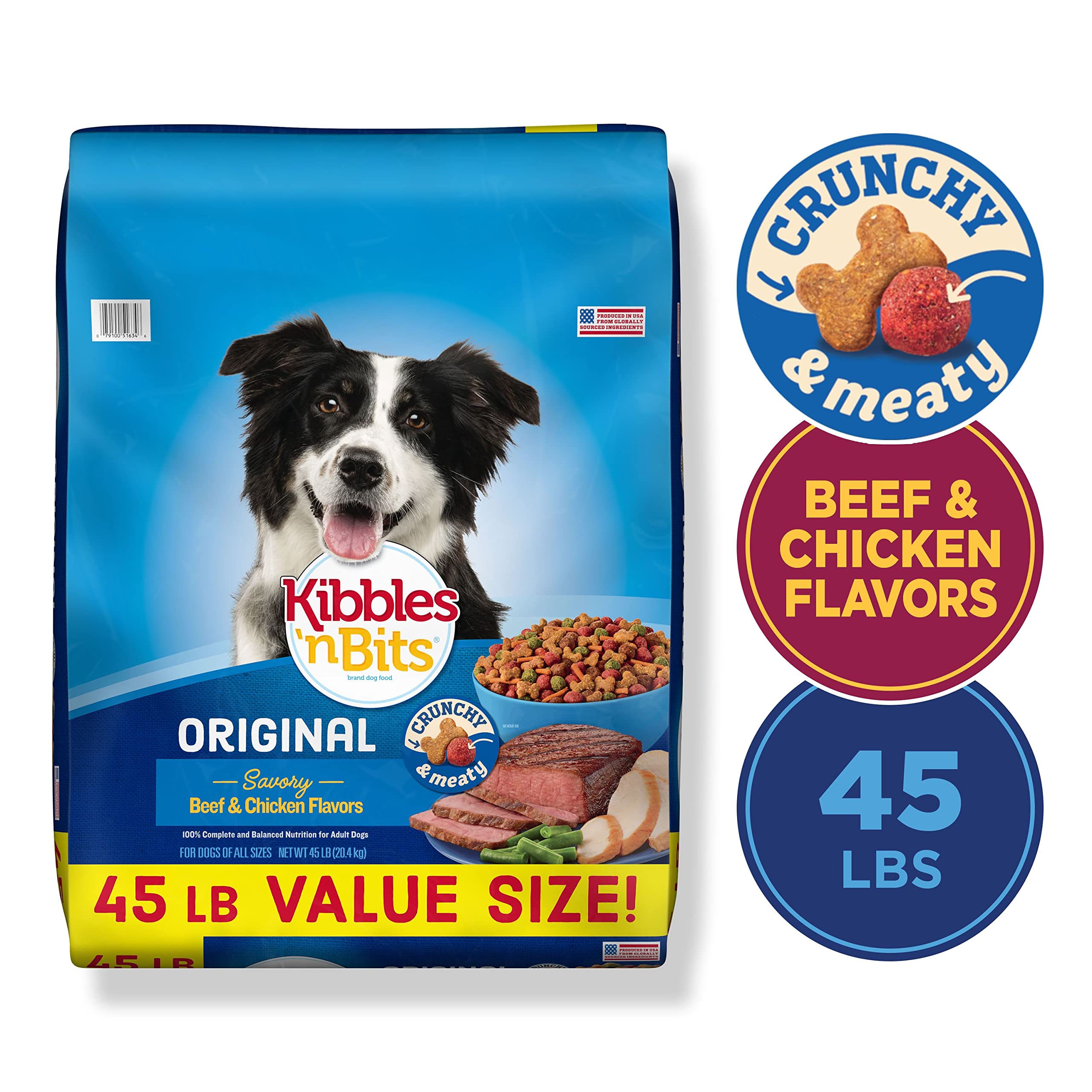 Kibbles 'n Bits Original Dry Dog Food, 45 lb