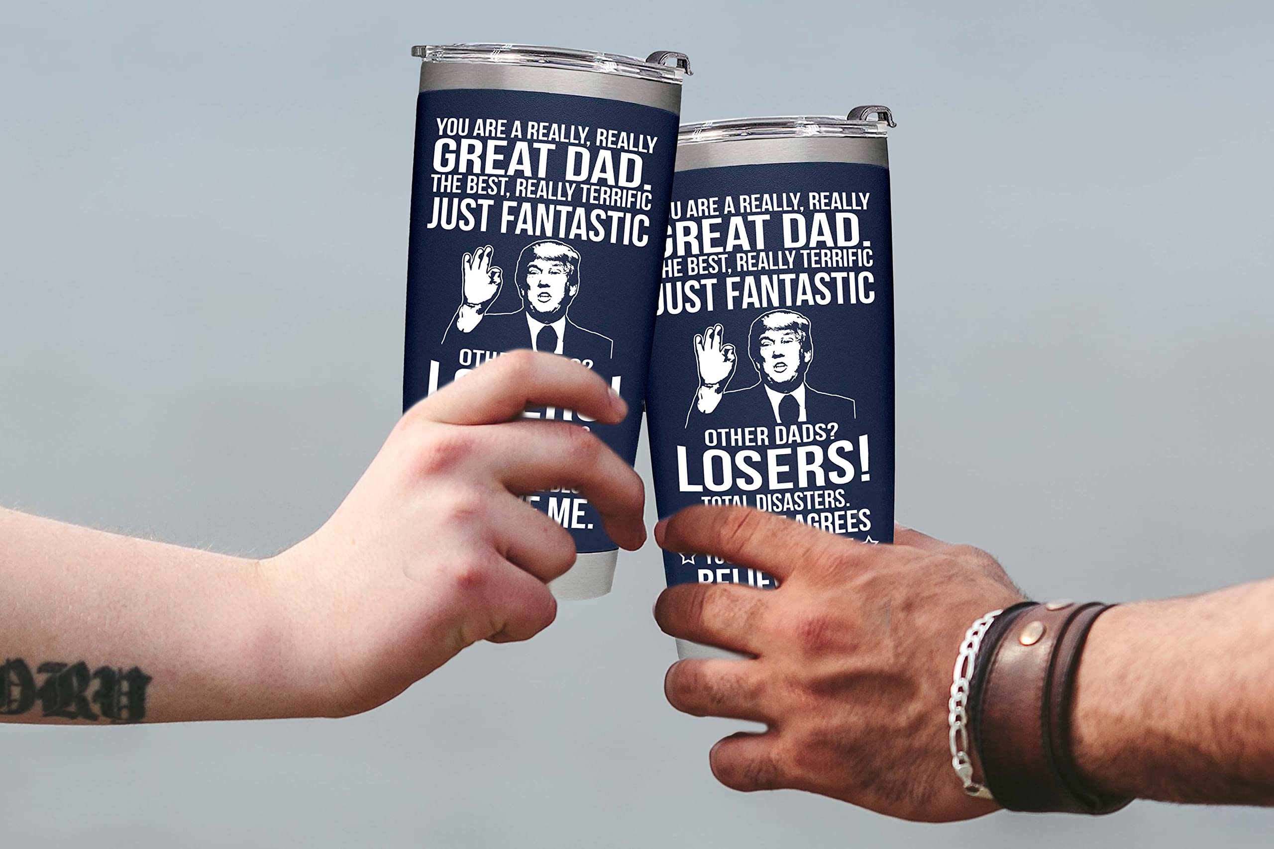 BETHEGIFT Father's Day Gifts for Dad from Daughter, Son, Kids - Dad Gifts for Fathers Day - Present for Dad - Birthday Gifts for Dad - Dad Tumbler 20oz, Navy