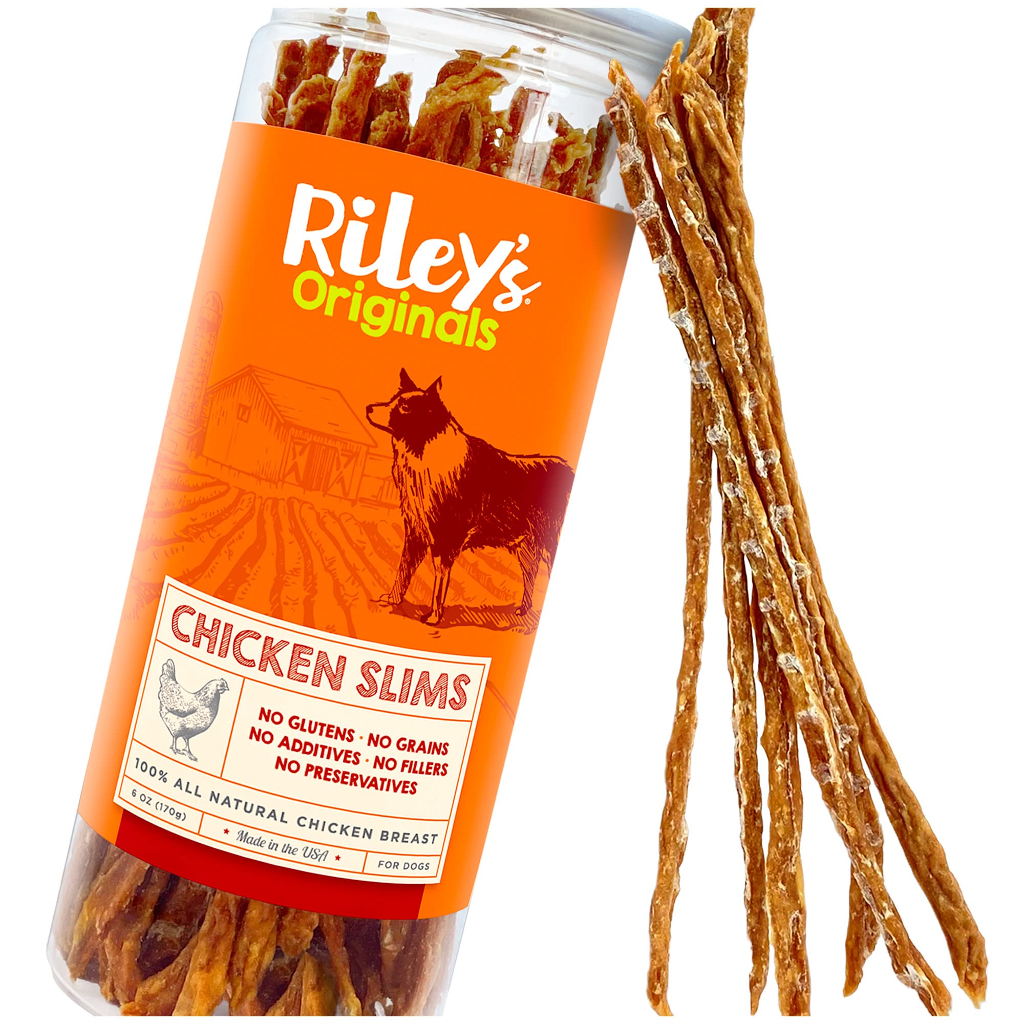 Riley's Chicken Strips for Dogs - USA Sourced Single Ingredient Dog Treat -Dehydrated Real Meat Dog Treats Natural Chicken Sticks Dog Jerky Treats - 6 oz