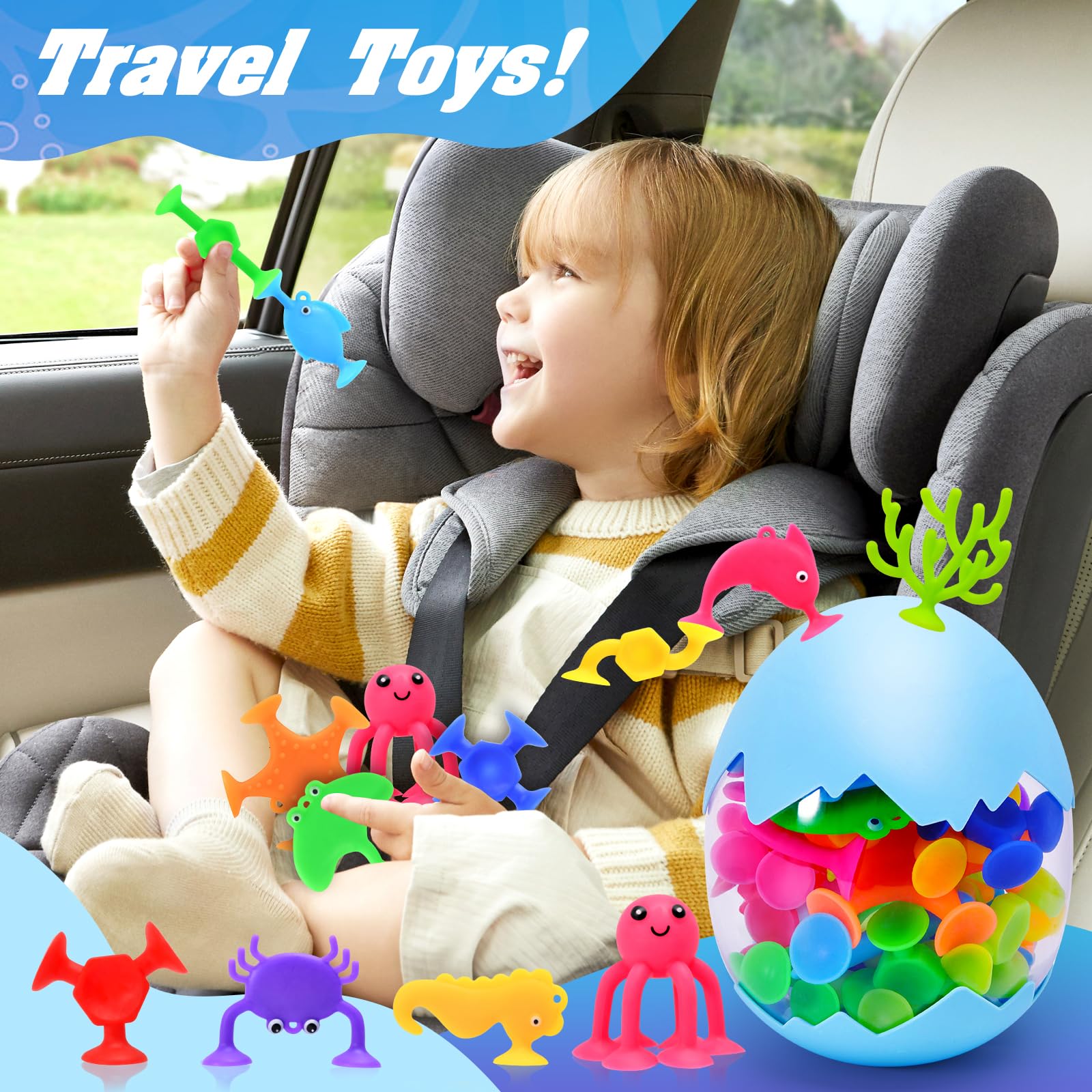 HYSZXUS Bath Toys - 27 PCS Suction Cup Toys Bathtub Toy Shower Toy for Kids Ages 4-8,Sensory Toys for 3 4 5 6 7 Year Old Boys Girls,Mold Free Bath Toy Travel Toy