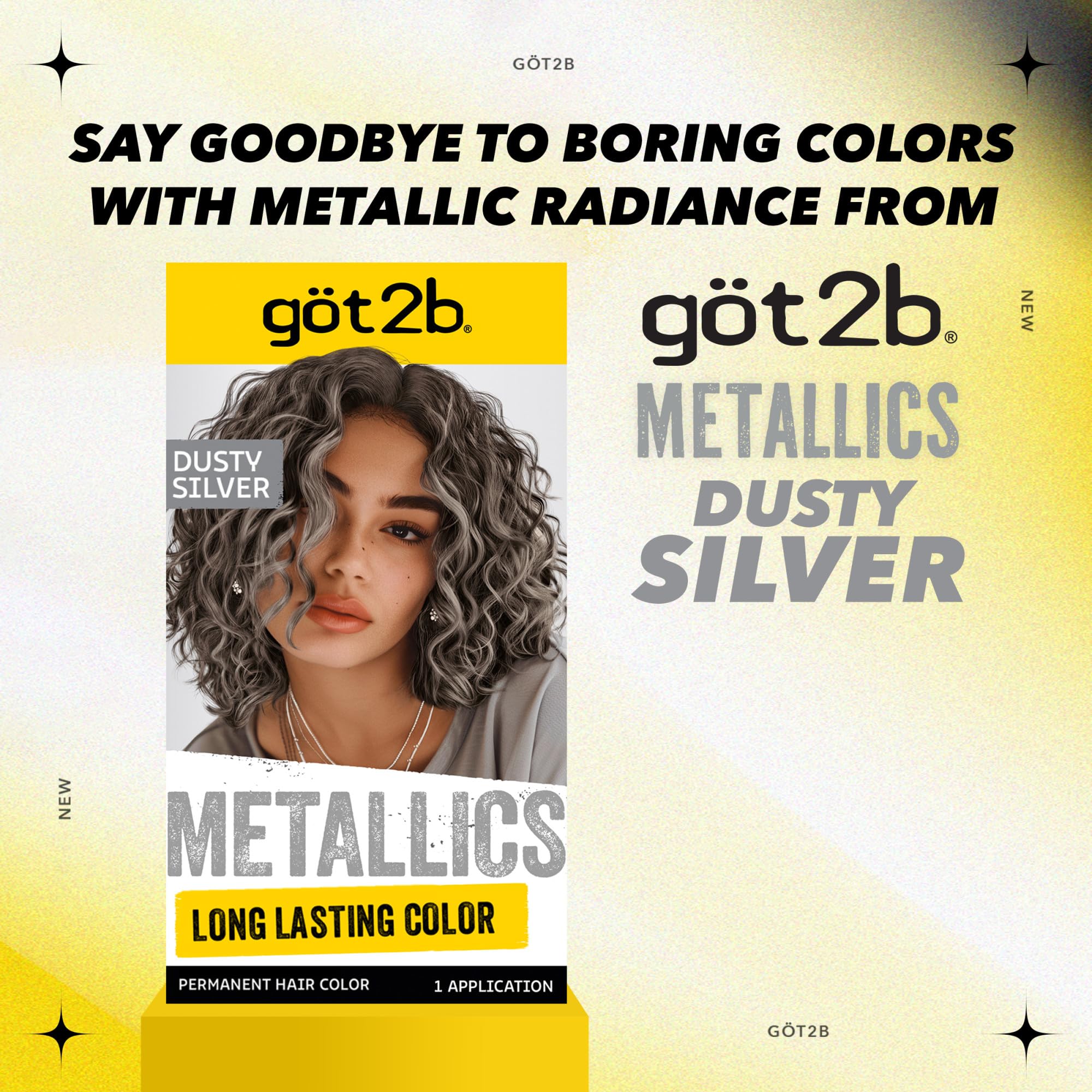 Got2b Metallics Permanent Hair Color, M72 Dusty Silver