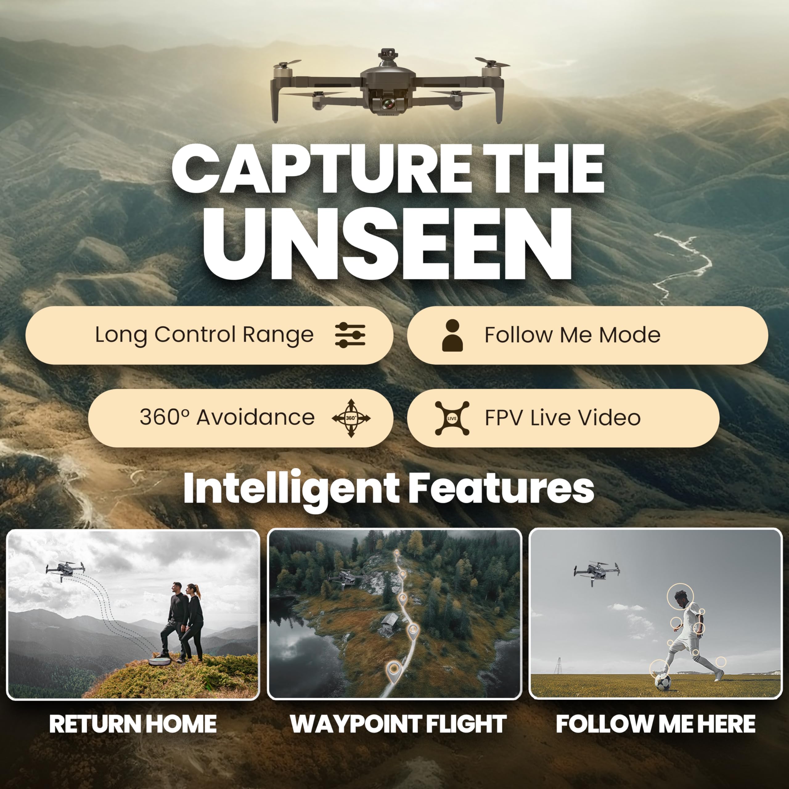 Drone X Pro LIMITLESS 4S Camera Drone for Adults - GPS 4K UHD Drones with Obstacle Avoidance - 3-Axis Gimbal - Auto Return and Follow Mode - Long Flight Time & Control Range - Live Video