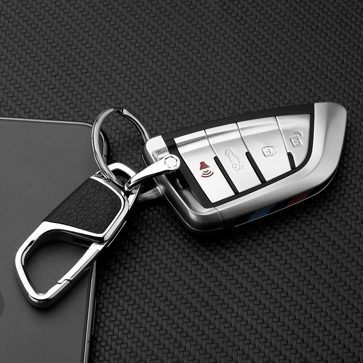 Car Keychain Replacement for BMW Keyring, Car Fob Key Keychain Holder and Anti-Lost D-Ring for Men Women