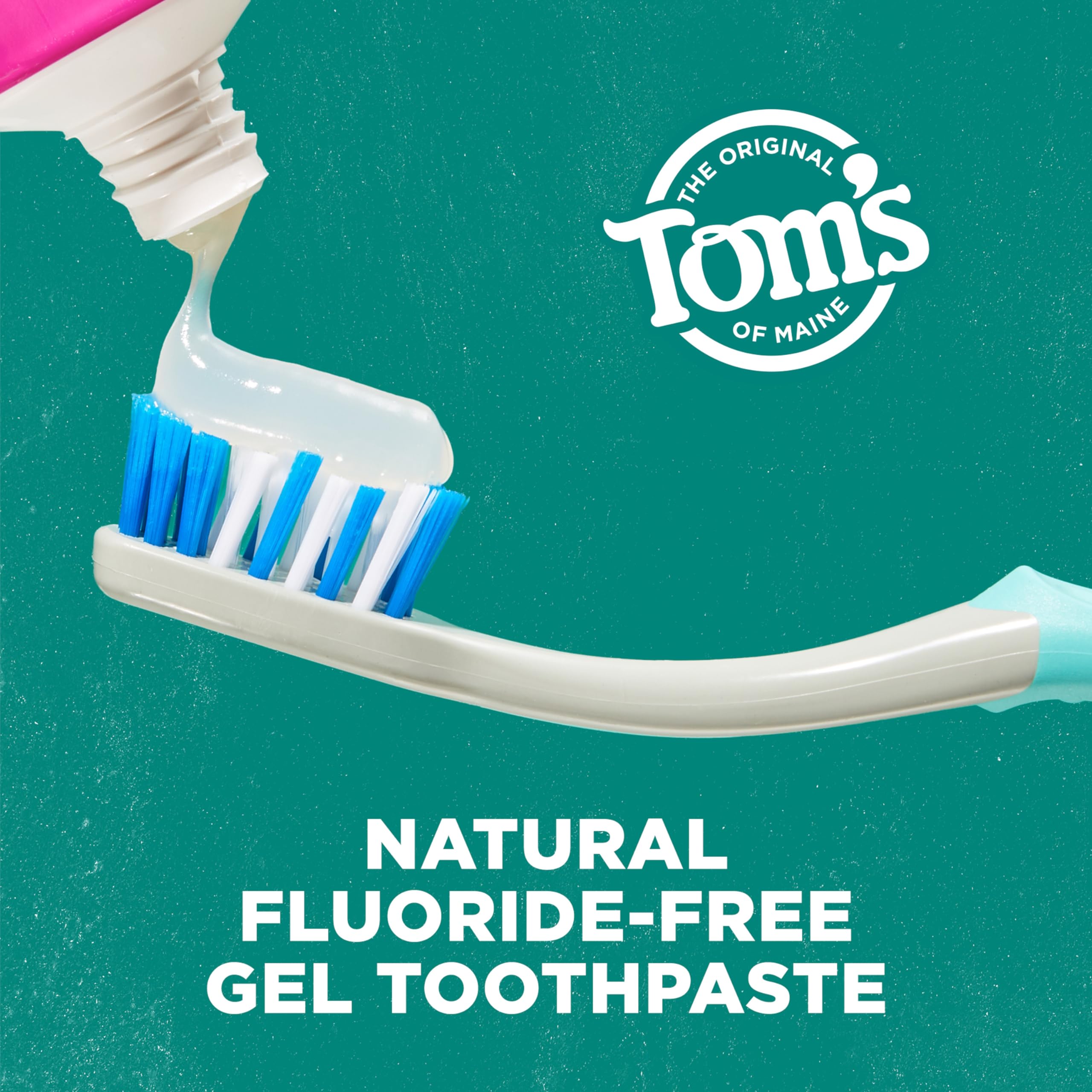 Tom's of Maine Antiplaque and Whitening Fluoride Free Natural Toothpaste Gel, Vegan, Spearmint, 4 Ounces (3 Pack)