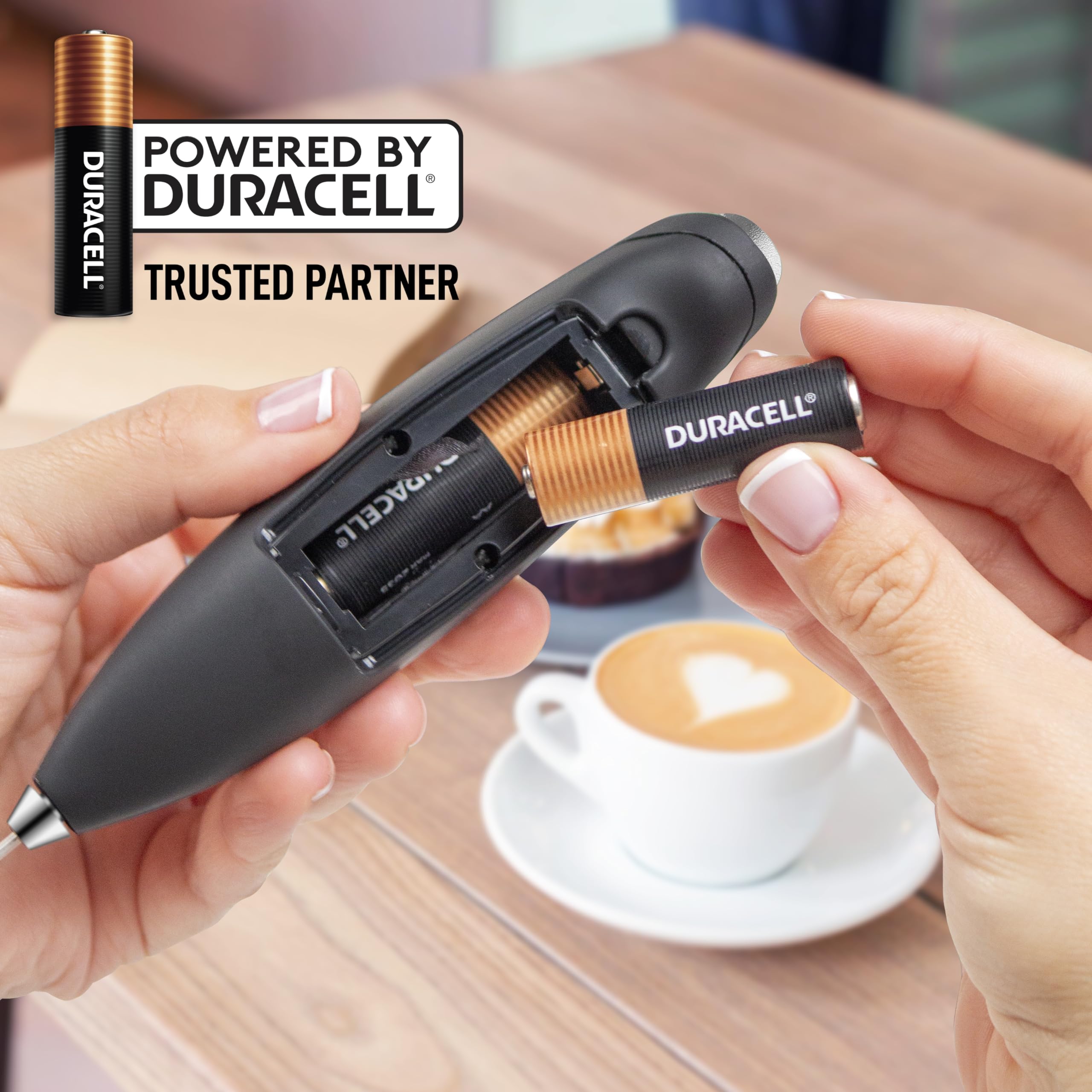 Zulay Kitchen Duracell Powered Milk Frother Wand Drink Mixer - Durable, Proprietary Z Motor Max - Handheld Frother Electric Whisk, Milk Foamer, Mini Blender and Electric Mixer Coffee Frother - Black