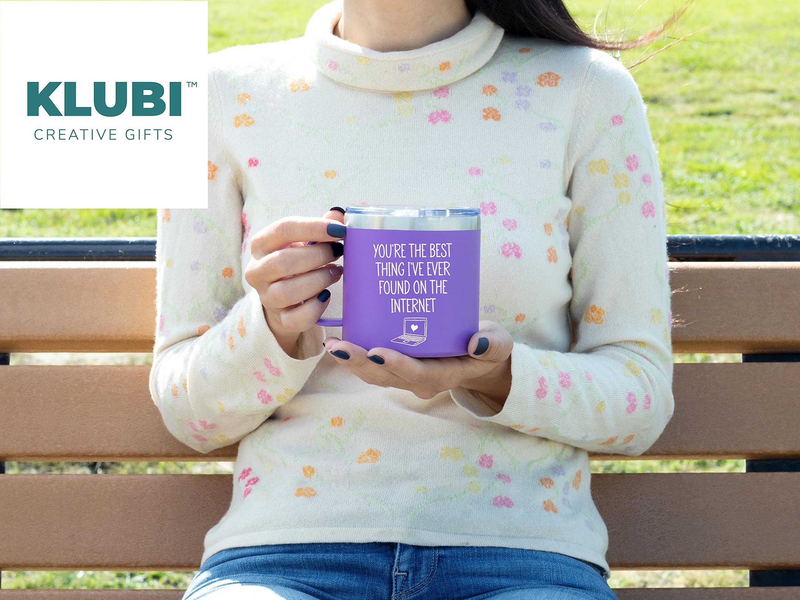 KLUBI Best Thing I Found On The Internet Mug - Gift for Wife Birthday Gift for Girlfriend Gifts for Wife 14 Ounce Tumbler With Handle Gifts for Girlfriend Birthday Gifts Mothers Day Gifts for Wife