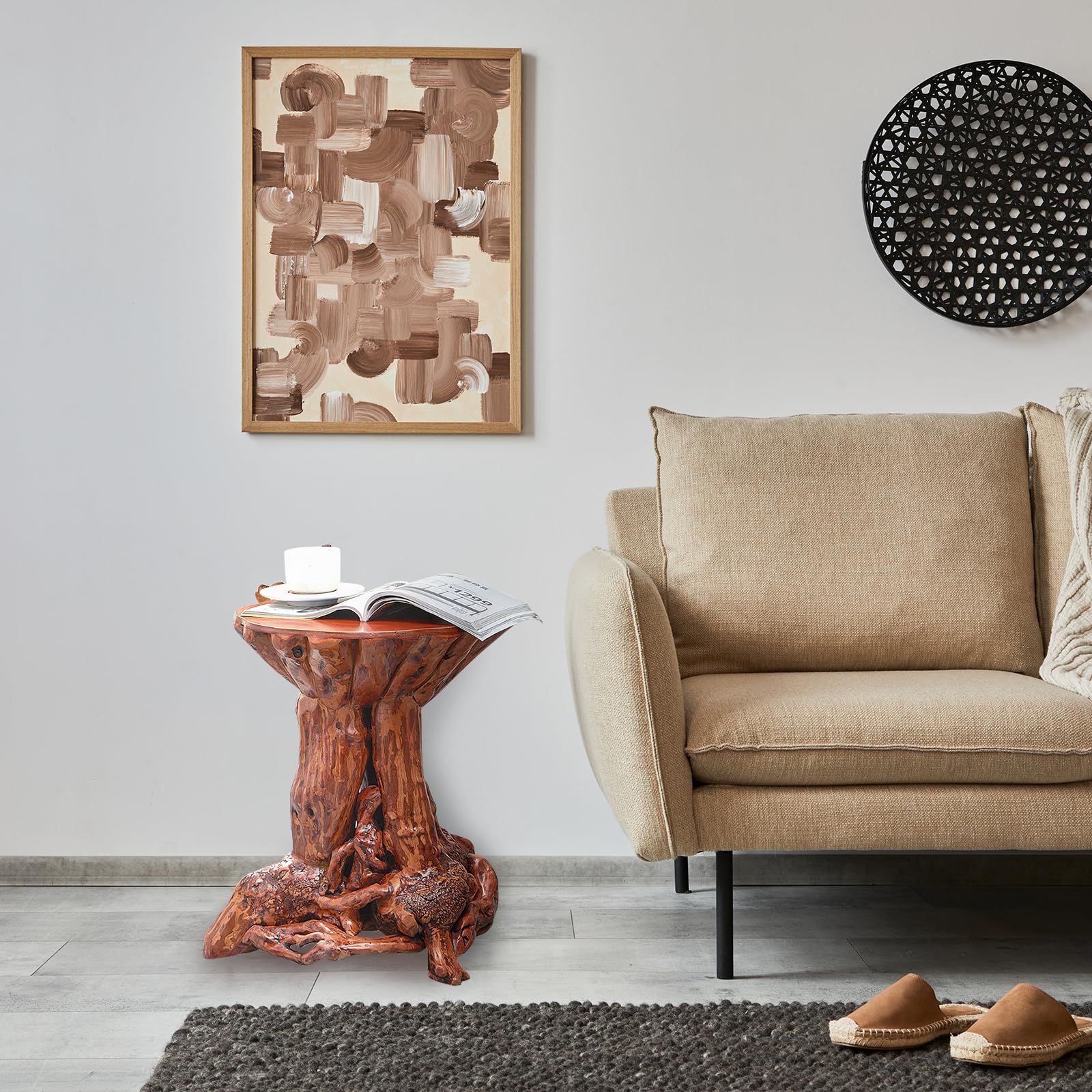 Aotea Crafts Rustic Azalea Tree Stump/Root End Table | Unique Wood Root Log Side Table | Reclaimed Primitive Round Natural Live Edge Coffee Table/Stool | Log Cabin Home Decor Furniture