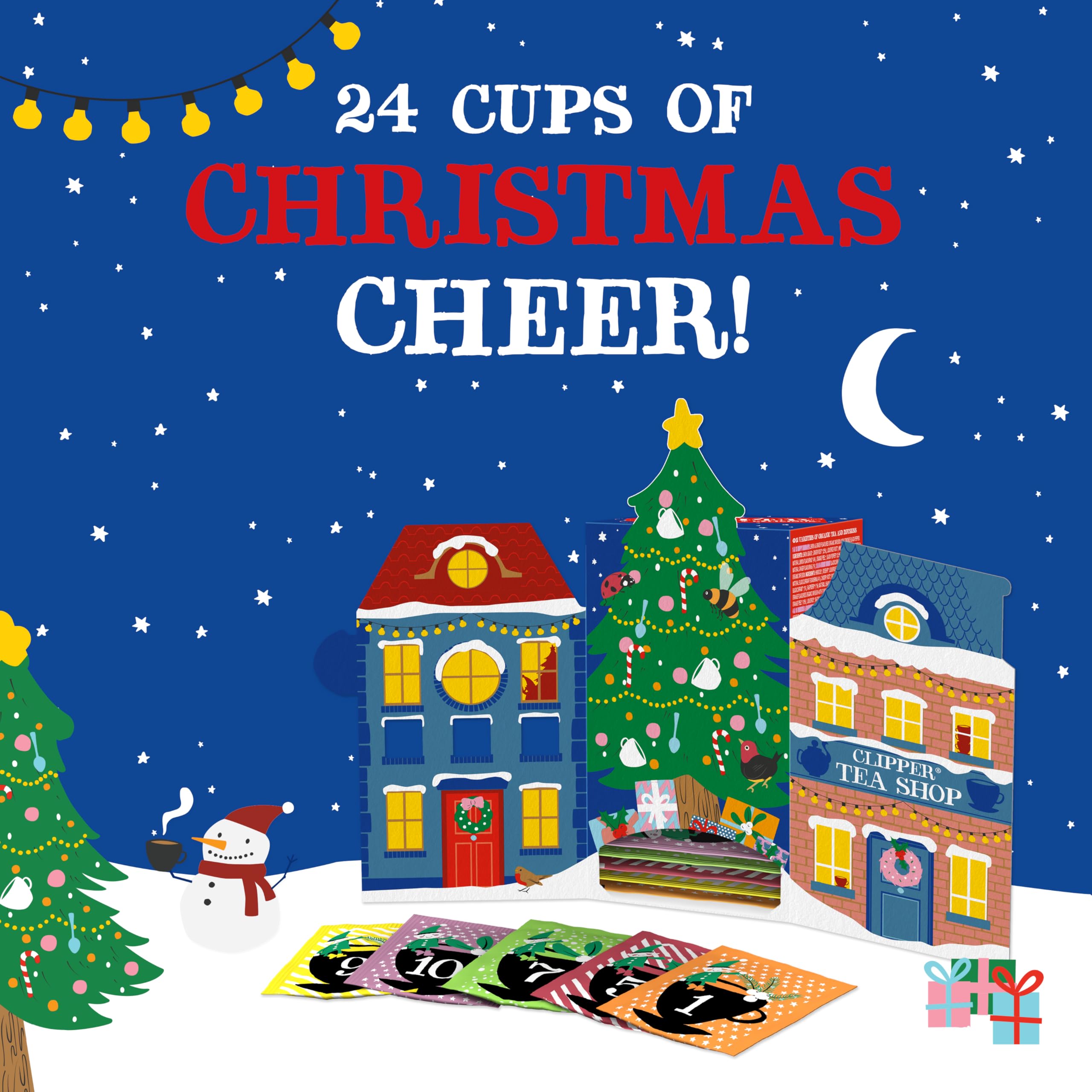 Clipper Tea: Tea Advent Calendar for 2024 Christmas Holiday – Sampler Set Gift w/ 12 Organic Flavors, Mix of Lemon, Ginger, Sleep, Herbal, Green & Black Tea Blends – 1 Variety Pack, 24 Individual Bags