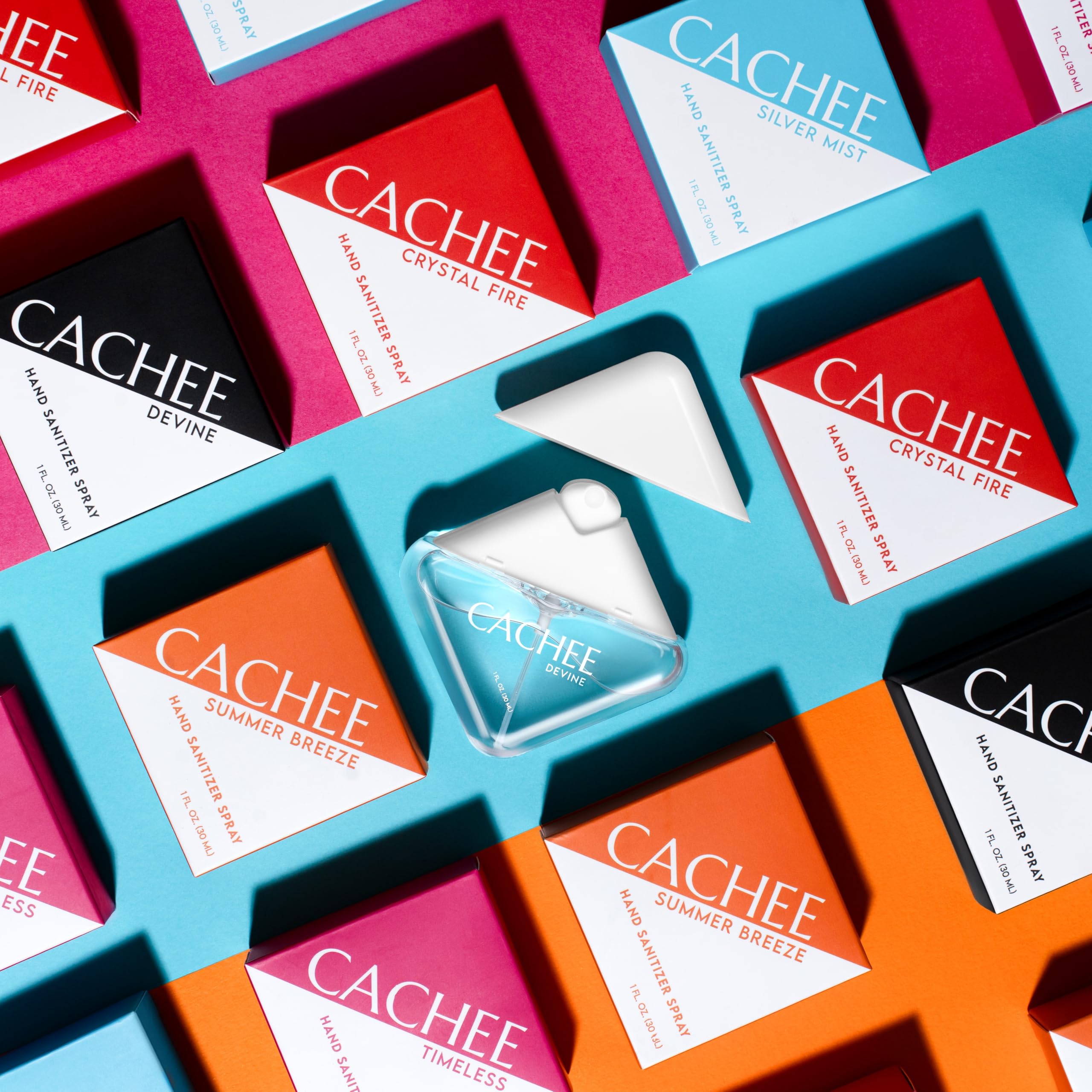 CACHEE Hand Sanitizer Spray - Devine, Travel Size Skin Care Essentials, Kills Germs & Bacteria Non-Sticky Long-Lasting Scent Quick-Drying Luxurious Fragrances, Aesthetic Design, 1FL OZ (30 ML)