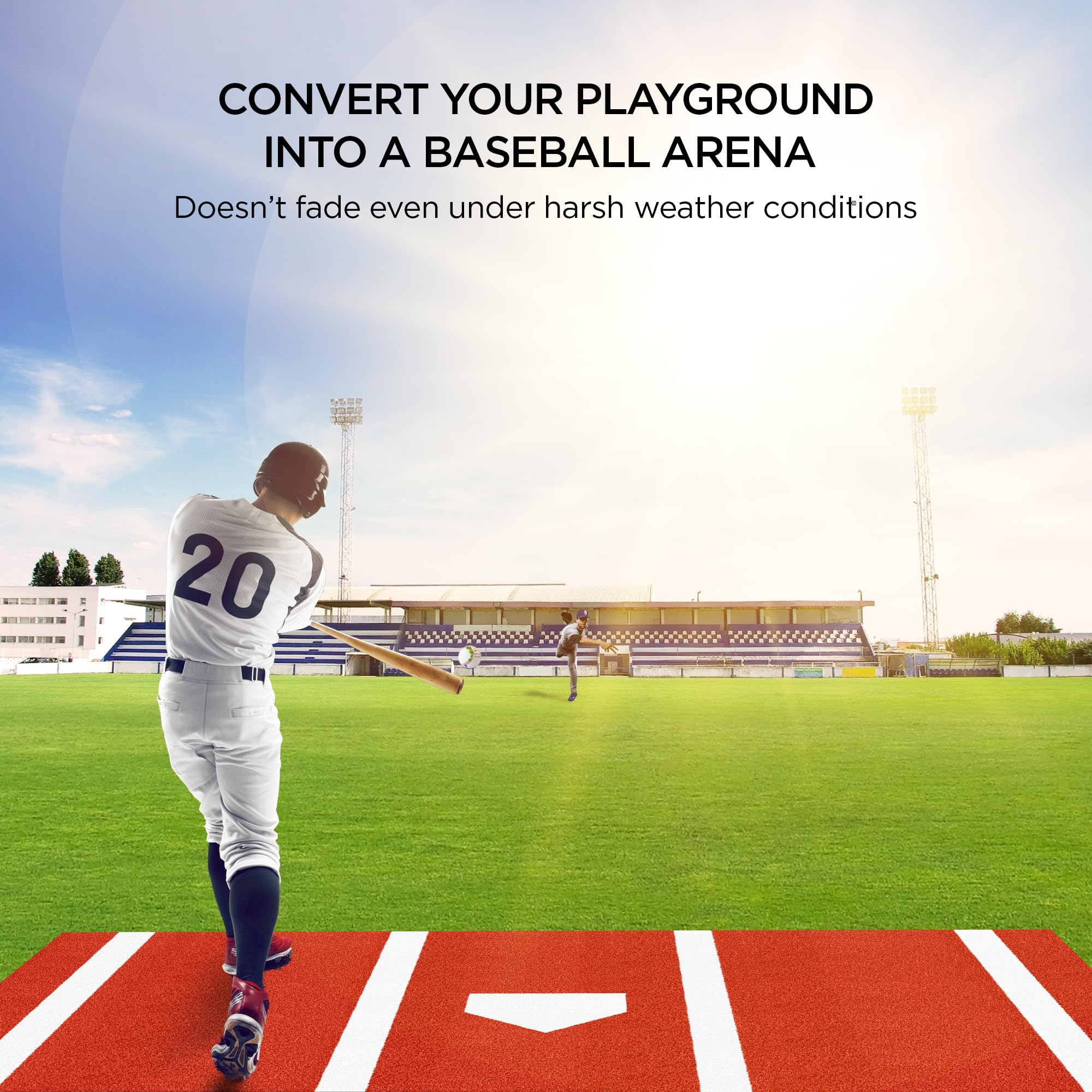 Batting Mat Baseball Hitting Mat Baseball Batting Cage Mat 12' x 6' Regulation Size Turf Batters Box Mat with 5 mm Rubber Backing and Home Plate for Baseball Softball Training Indoor and Outdoor