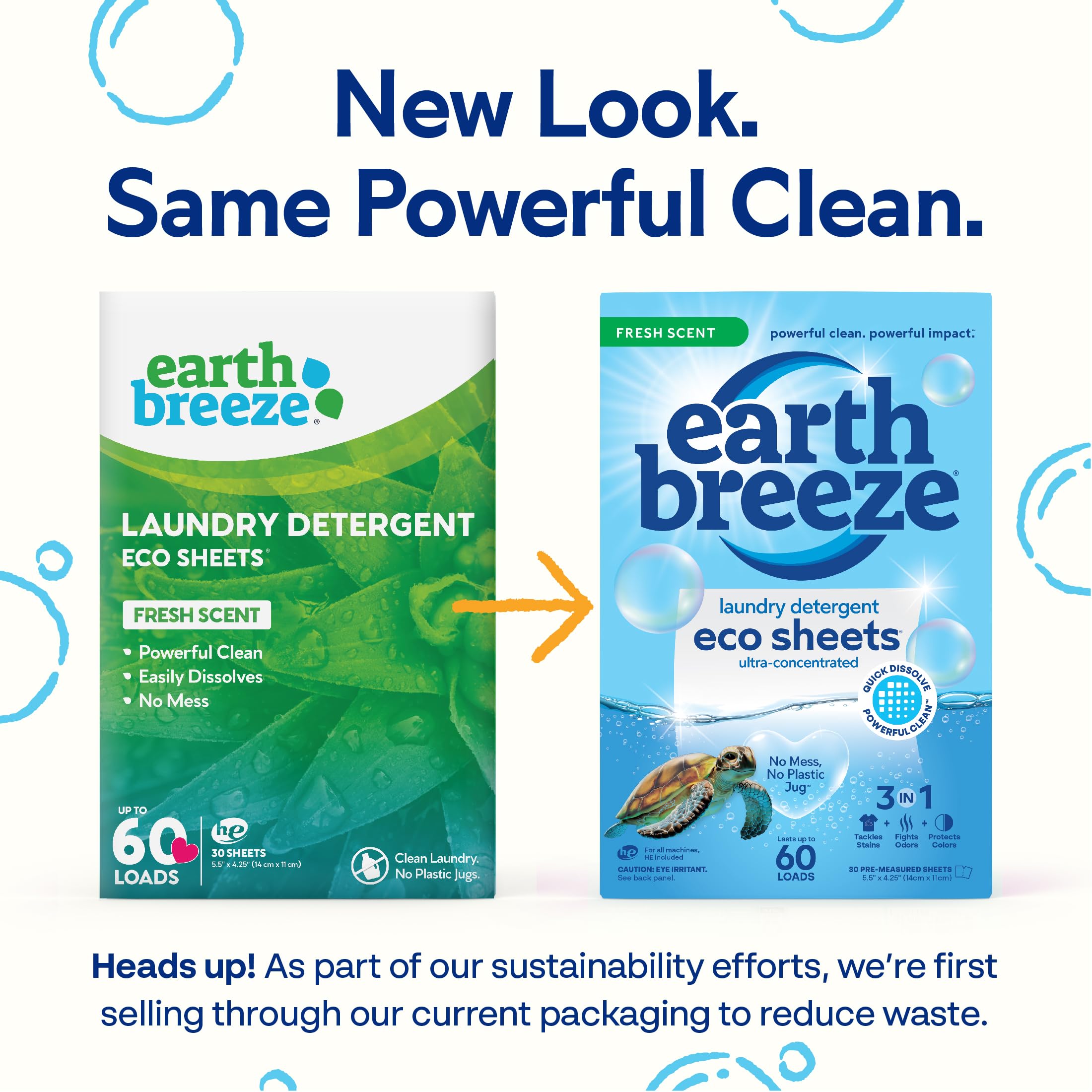Earth Breeze Laundry Detergent Sheets - 90 Detergent Sheets - (3 Pack) 30 Sheets Per Pack - 180 Loads - Concentrated Liquidless Laundry Soap - No Plastic Jug - Fresh Scent