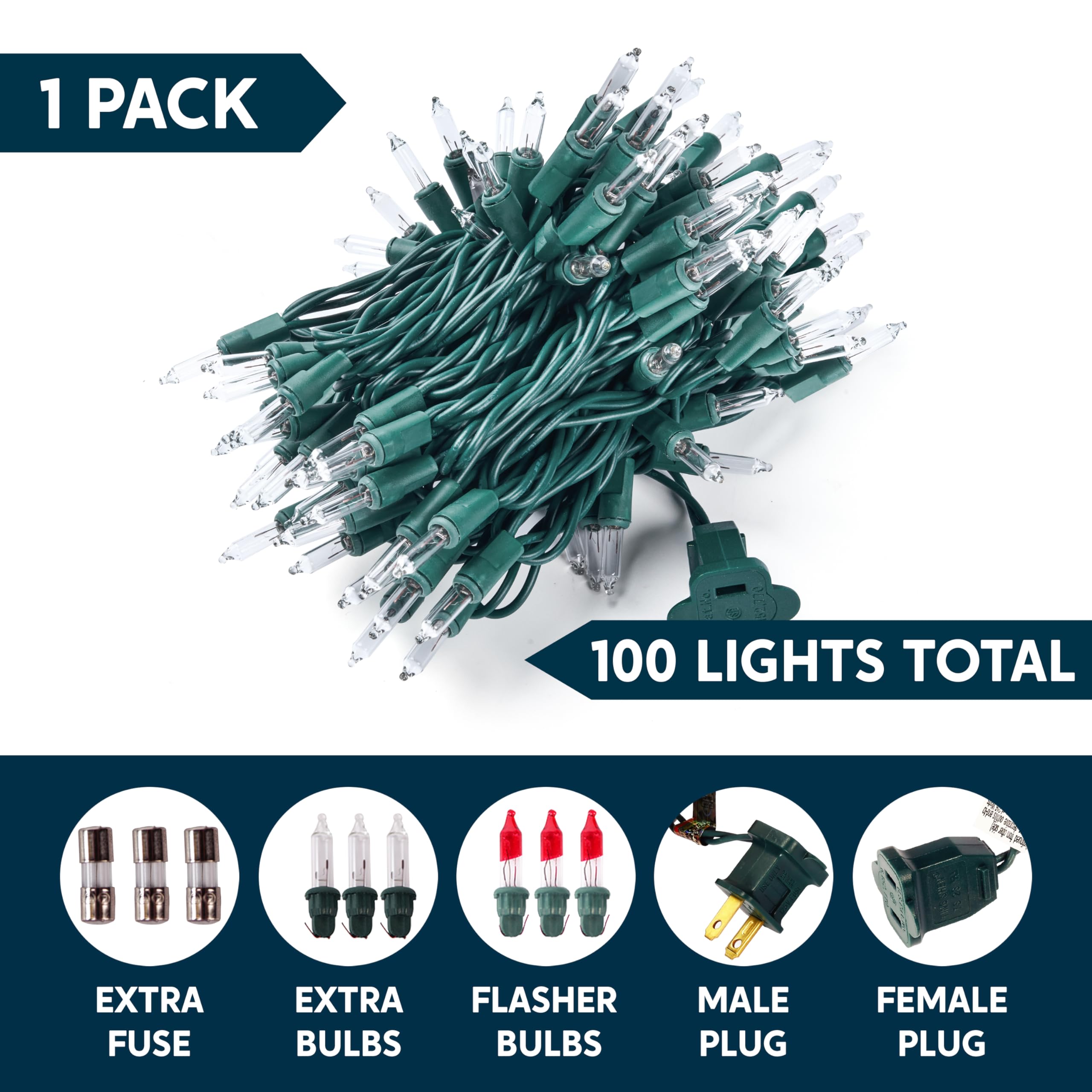 Joiedomi Clear Christmas Lights Outdoor, 100 Count 21.5FT Christmas Tree Lights Indoor, Warm White String Lights, Green Wire Xmas Lights Decorations for Holiday Event Wedding Party Decor