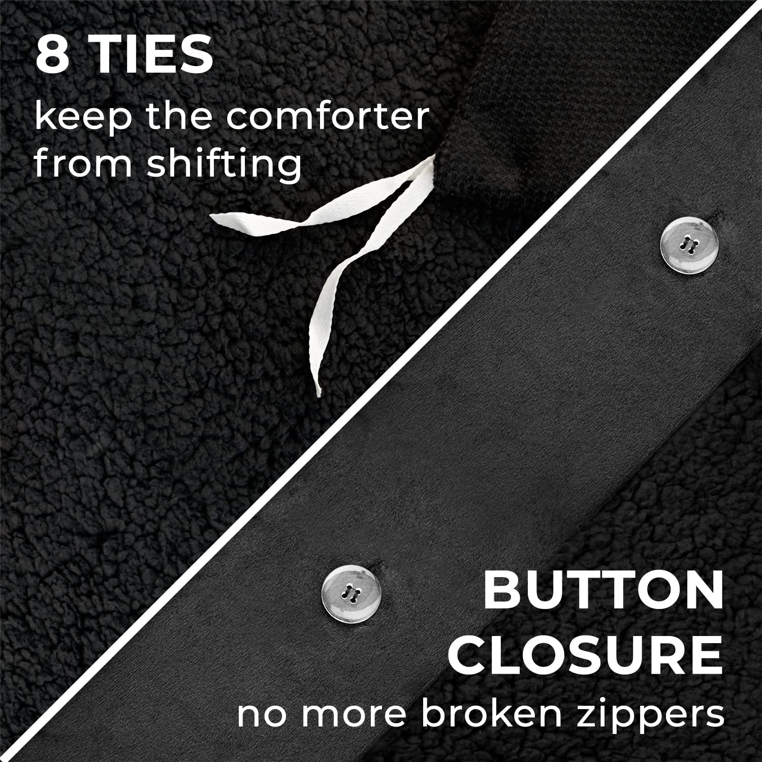 Mellanni Fluffy Duvet Cover Set - Cozy Faux Fur Bedding - Warm and Fuzzy Bed Set for Winter - Ultra-Soft Duvet for Cold Nights (King, Black)