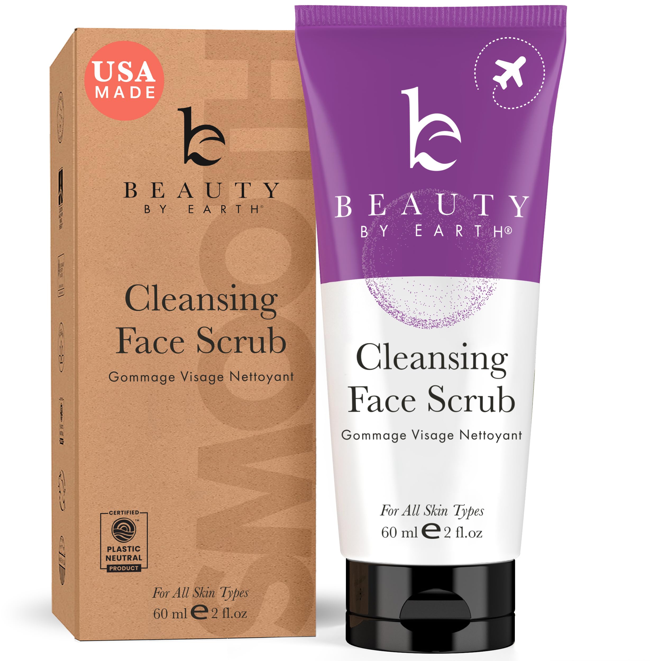 Facial Scrub Exfoliator - USA Made with Natural & Organic Ingredients, Gentle Exfoliating Face Wash Scrub, Facial Exfoliante Para la Cara for Sensitive & Acne Prone Skin, Microdermabrasion Scrub