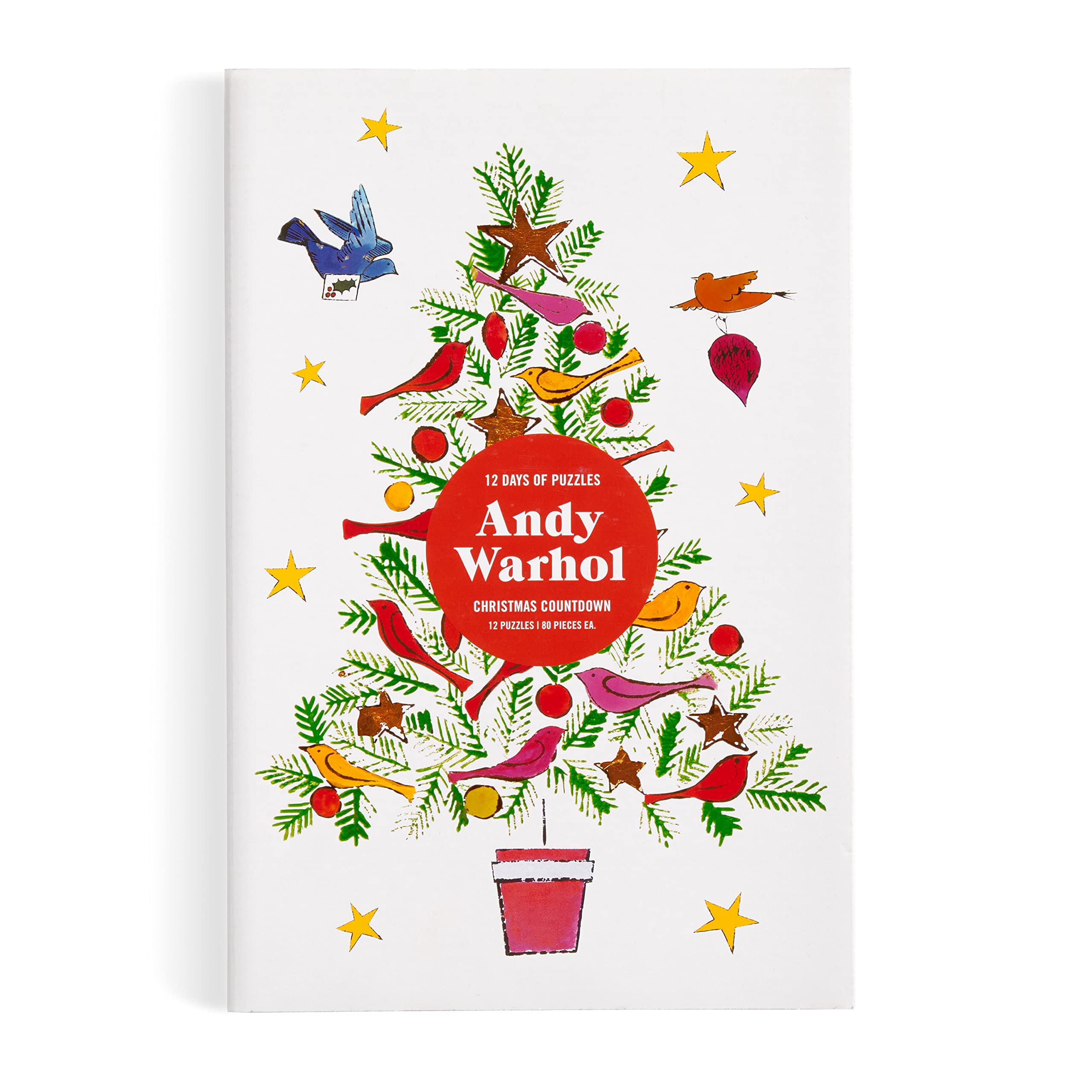 Galison Andy Warhol Christmas Countdown – 12 Days of Puzzles Featuring Iconic Whimsical Warhol 1950s Christmas Paintings Drawings and Prints