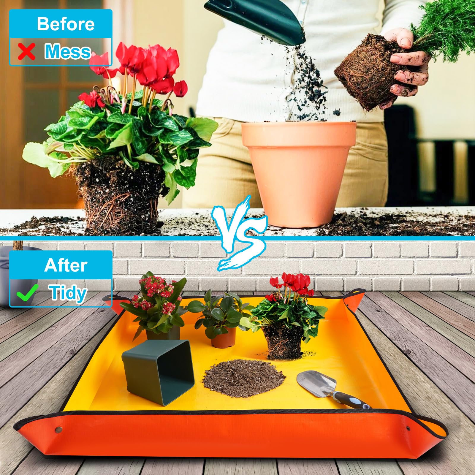 HNXTYAOB Large Potting Mat for House Plant Transplanting and Soil Mix Control Waterproof Plant RepottingTray Gardening Tools Plant Gifts for Plant Lovers (39.5"X31.5")