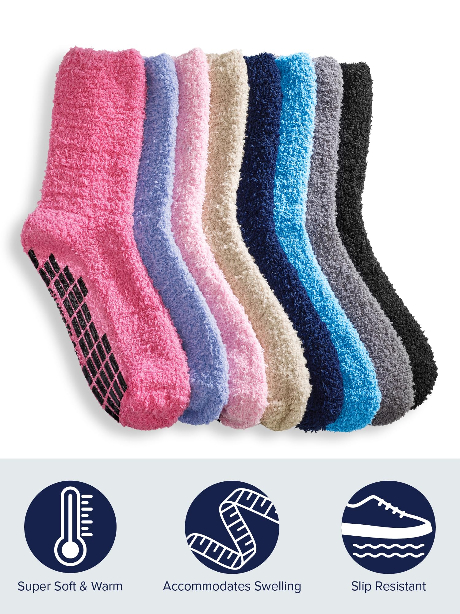 Silverts Men’s and Women’s Diabetic Gripper Non Skid Hospital Slipper Socks for Seniors - Adaptive Clothing Gift for Elderly - Soft Warm Fuzzy Grip Slip Resistant - 6 Pack - Pastel Pack X-Large