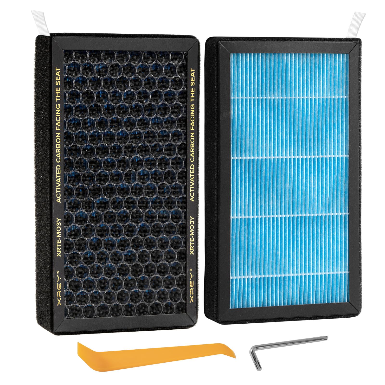 XREY 2 Pack Tesla Model 3 Model Y Air Filter with Activated Carbon Cabin HEPA Air Filter Replacement (2016-2023)