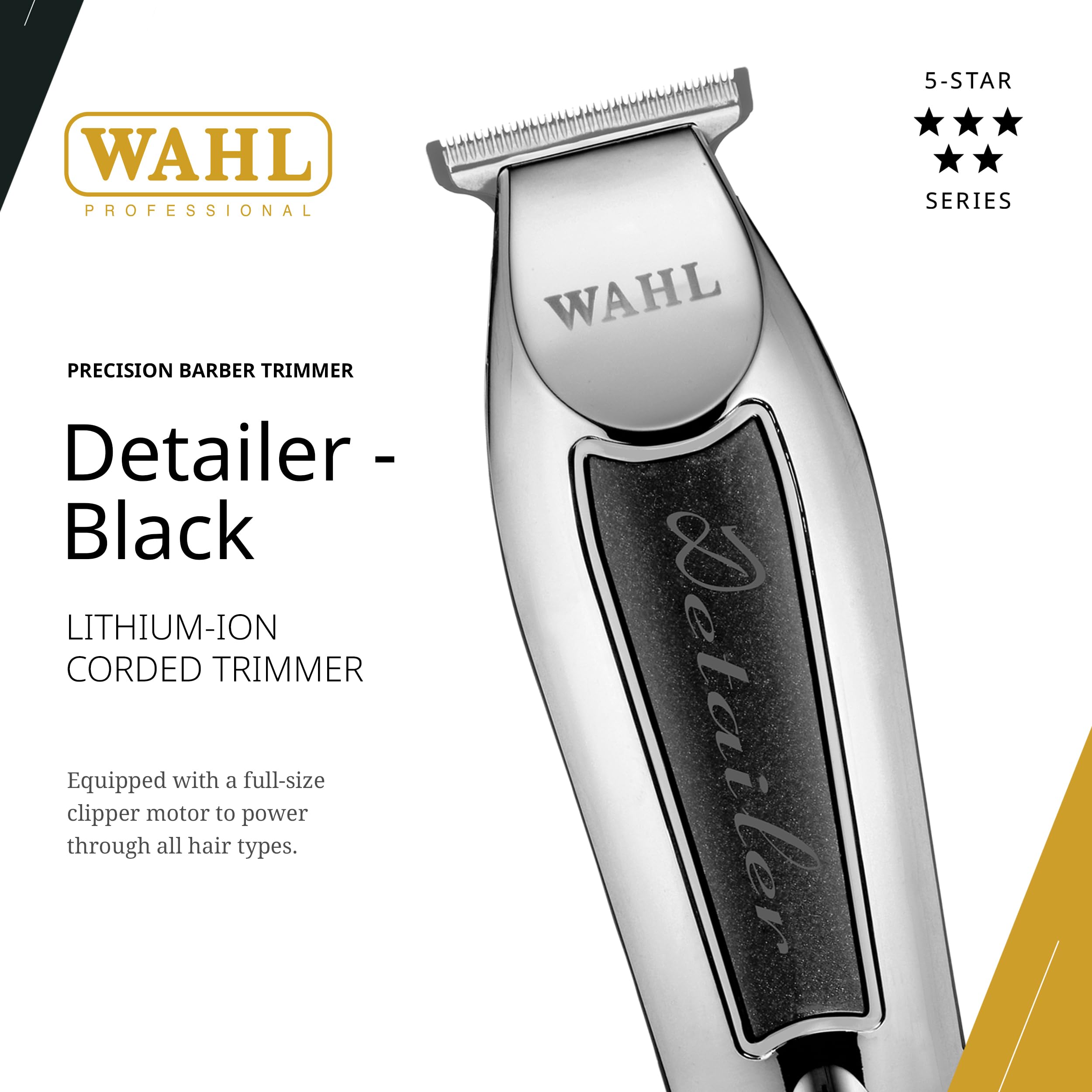 Wahl Professional Detailer Corded Trimmer Adjustable T Blade Black Rotary Motor Complete Kit