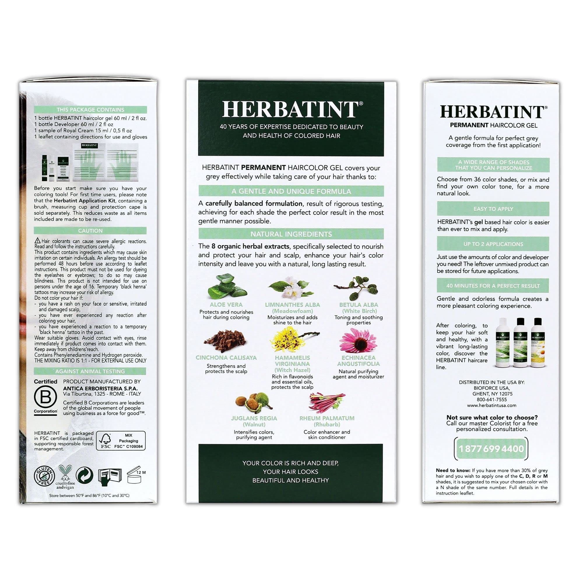 Herbatint Permanent Haircolor Gel, 6C Dark Ash Blonde, Alcohol Free, Vegan, 100% Grey Coverage - 4.56 oz