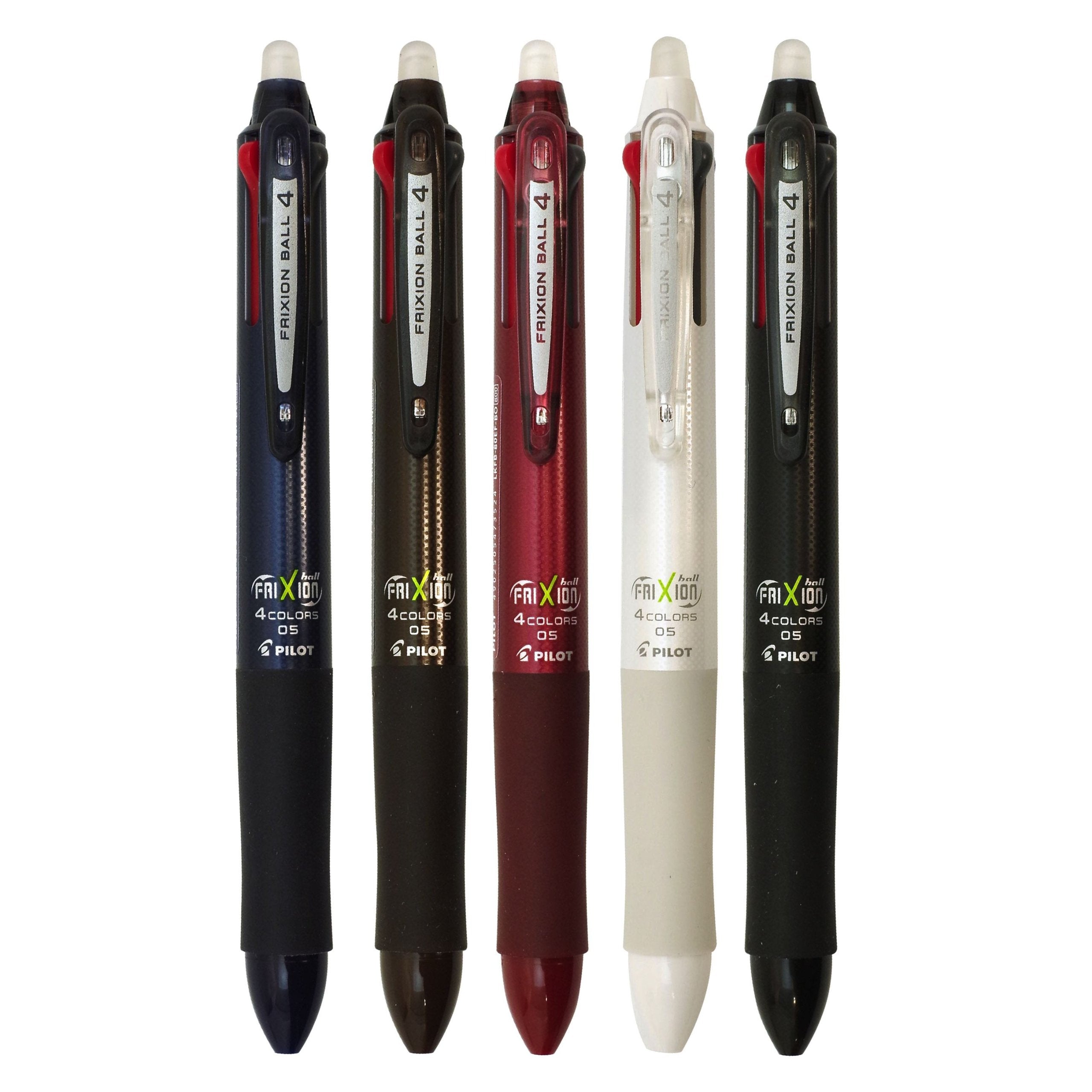 Pilot Frixion Ball Knock 4-Color Gel Ink Multi-Pen, White (LKFB-80EF-W)