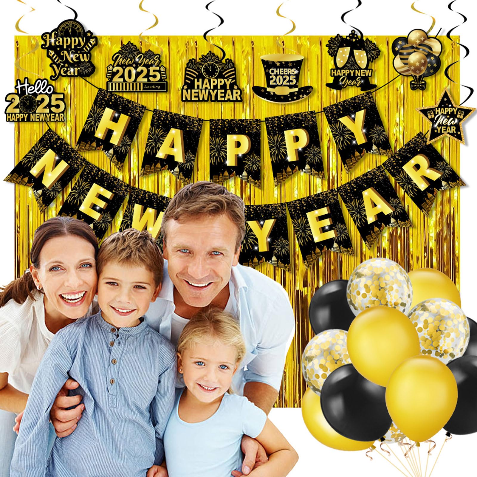 Happy New Years Decorations 2025, New Years Eve Party Supplies 2025, NYE Decorations, New Years Eve Decorations Include New year Balloons Banner