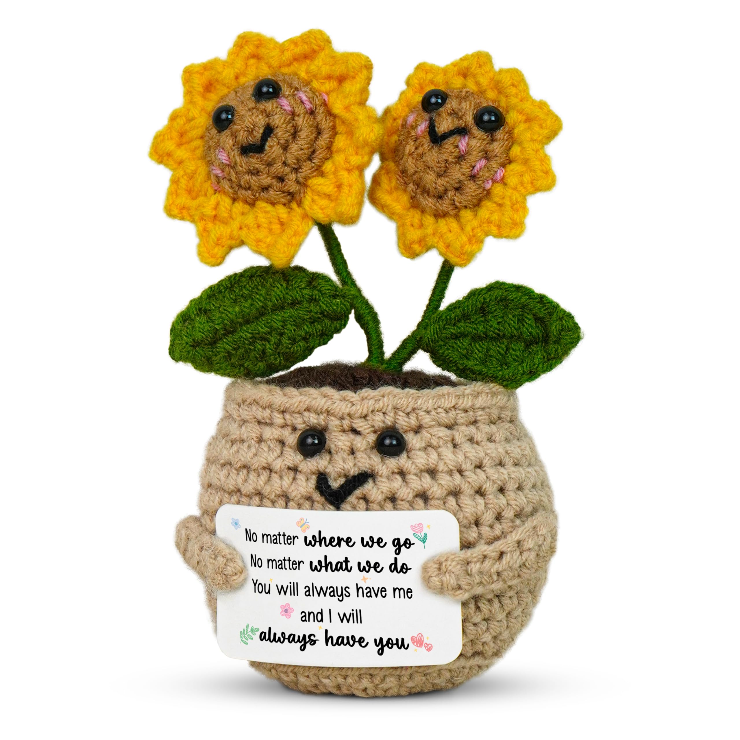 OASSIE Best Friend Birthday Gifts for Women - Emotional Support Crochet Sunflower with Card - Best Friend Friendship Birthday Gifts for Women Friends Bestie BFF Coworker, Gift for Friends Female