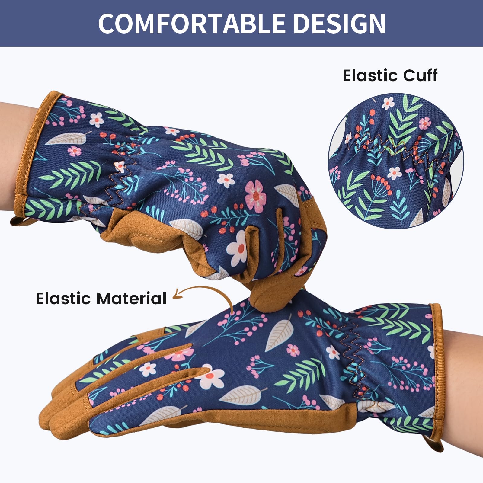 Pleneal Gardening Gloves for Women - Leather Garden Gloves Thorn Proof, Outdoor Protective Working Gloves