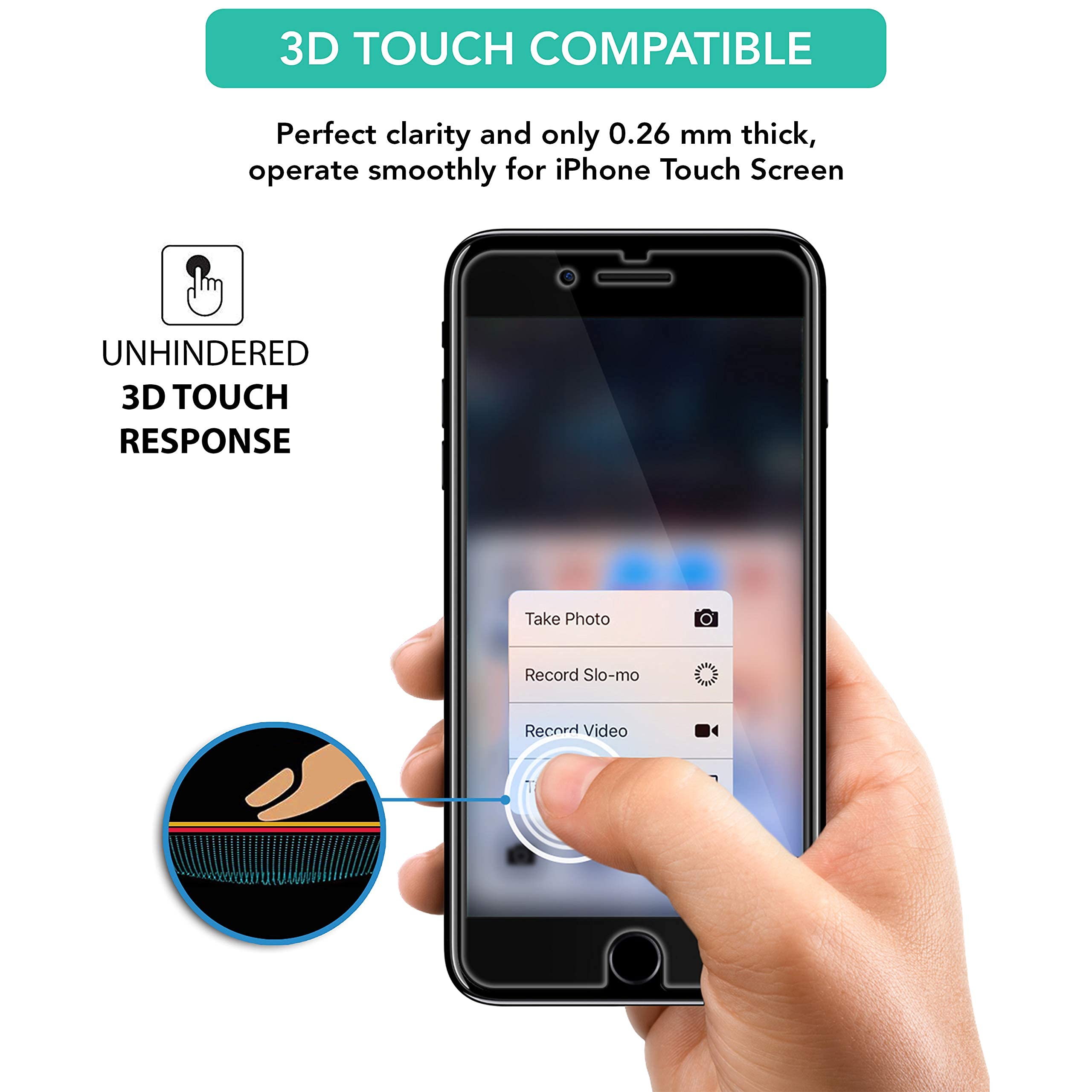 iSOUL 4-Pack Screen Protector for iPhone SE 3/2 (2022/2020 Edition), iPhone 8,7,6s,6, 4.7-Inch Tempered Glass Film [Ultra HD] [3D Touch] [Case Friendly] [Lifetime Replacement Support]