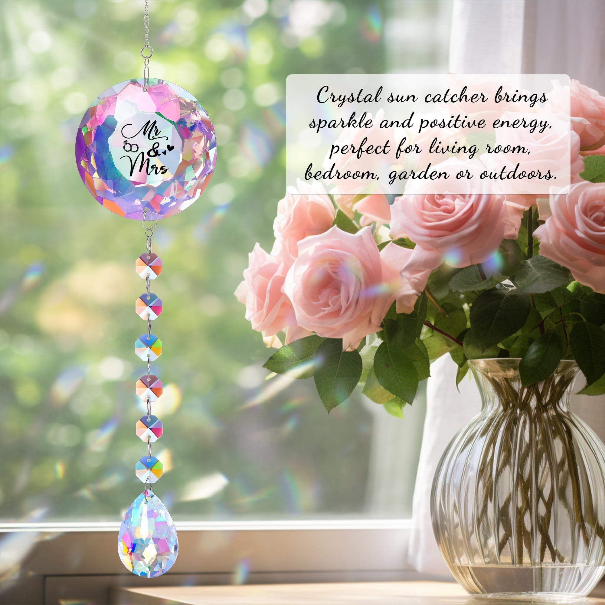 Christmas Anniversary Wedding Gifts for Women Couple Wife Girlfriend, Bridal Shower Gifts, Suncatcher for Home Office Bedroom Living Room, Sun Catcher, Mr and Mrs Christmas Birthday Gifts (Mr&Mrs)