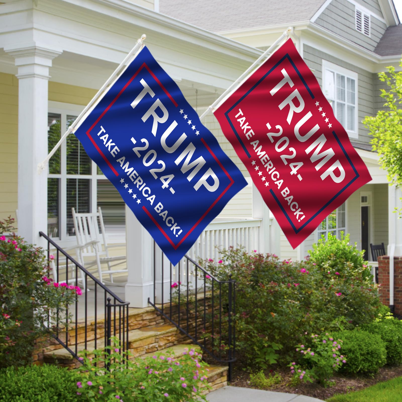 Trump 2024 Flag 3x5FT Outdoor, Trump Merchandise Take America Back 2 PACK Trump Flag 2024 Heavy Duty Banner for Outside Party Supplies for Yard Signs, Home Indoor Outdoor Decor with 2 Brass Grommets