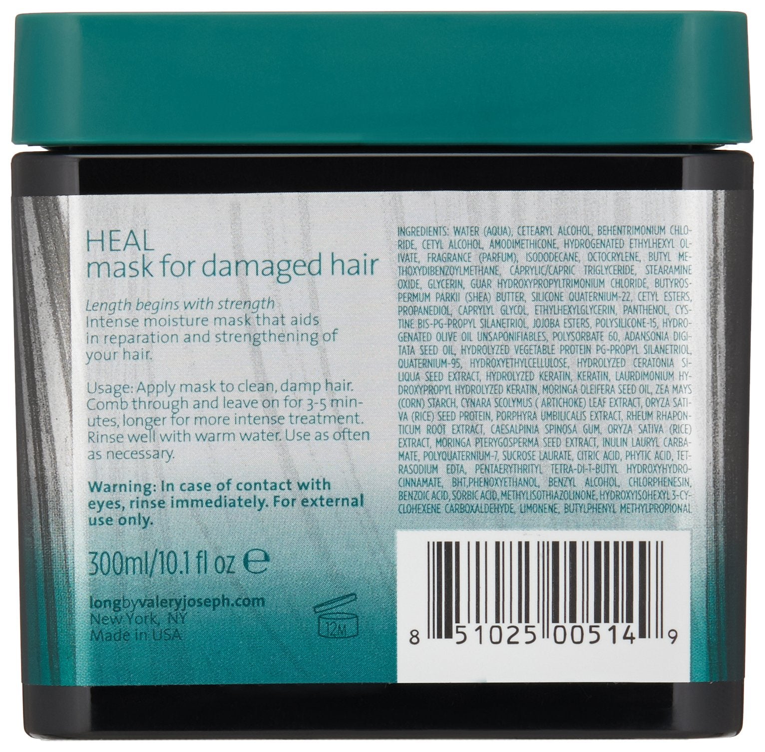 Long by Valery Joseph Heal Mask for Damaged Hair, 10.1 fl. oz.