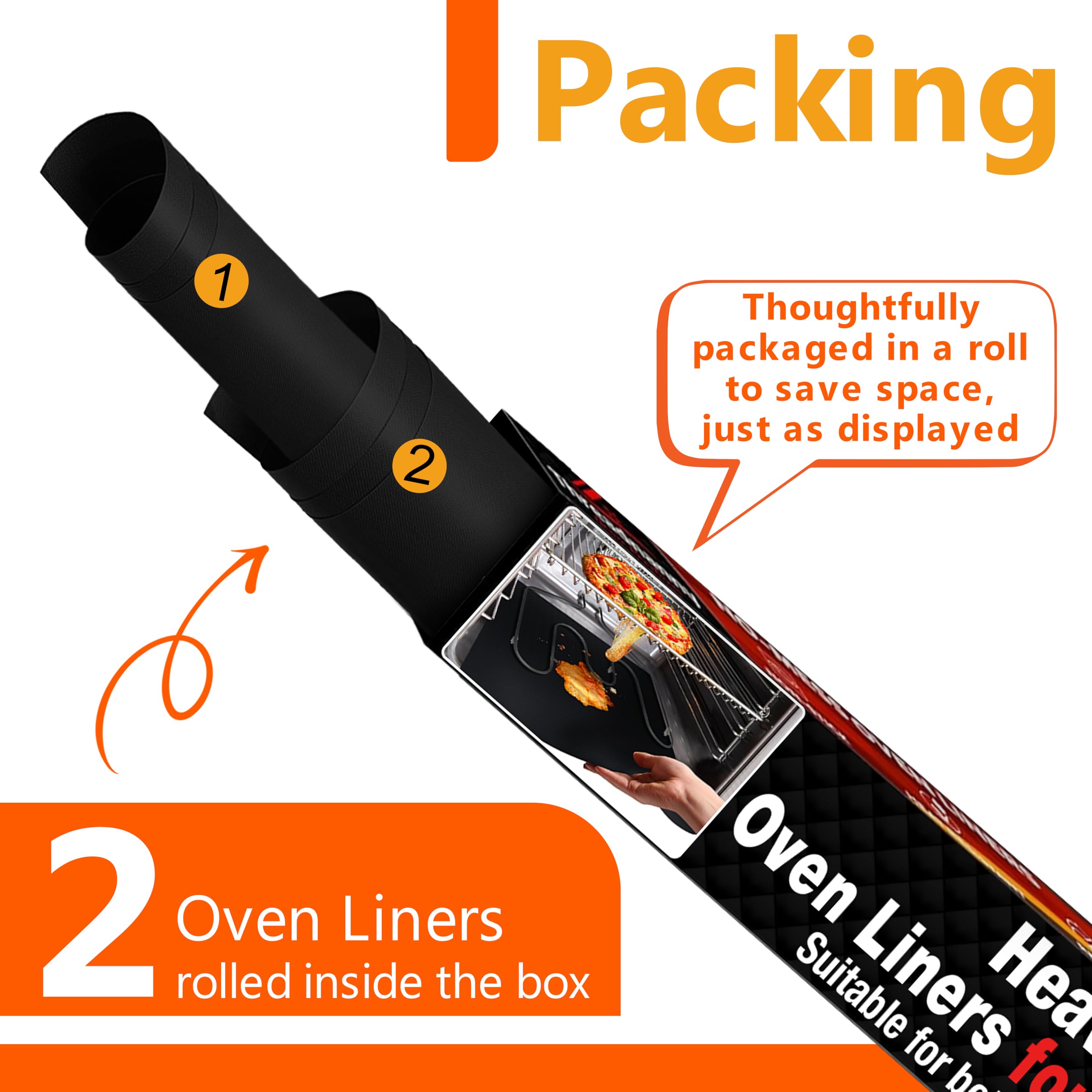 Oven Liners for Bottom of Oven - Thick Heavy Duty 17” x 25” 2 Pack Non-Stick Reusable Mats - BPA & PFOA Free Protector for Electric, Gas, Microwave & BBQ Grill Liner - Easy Clean & Heat Resistant